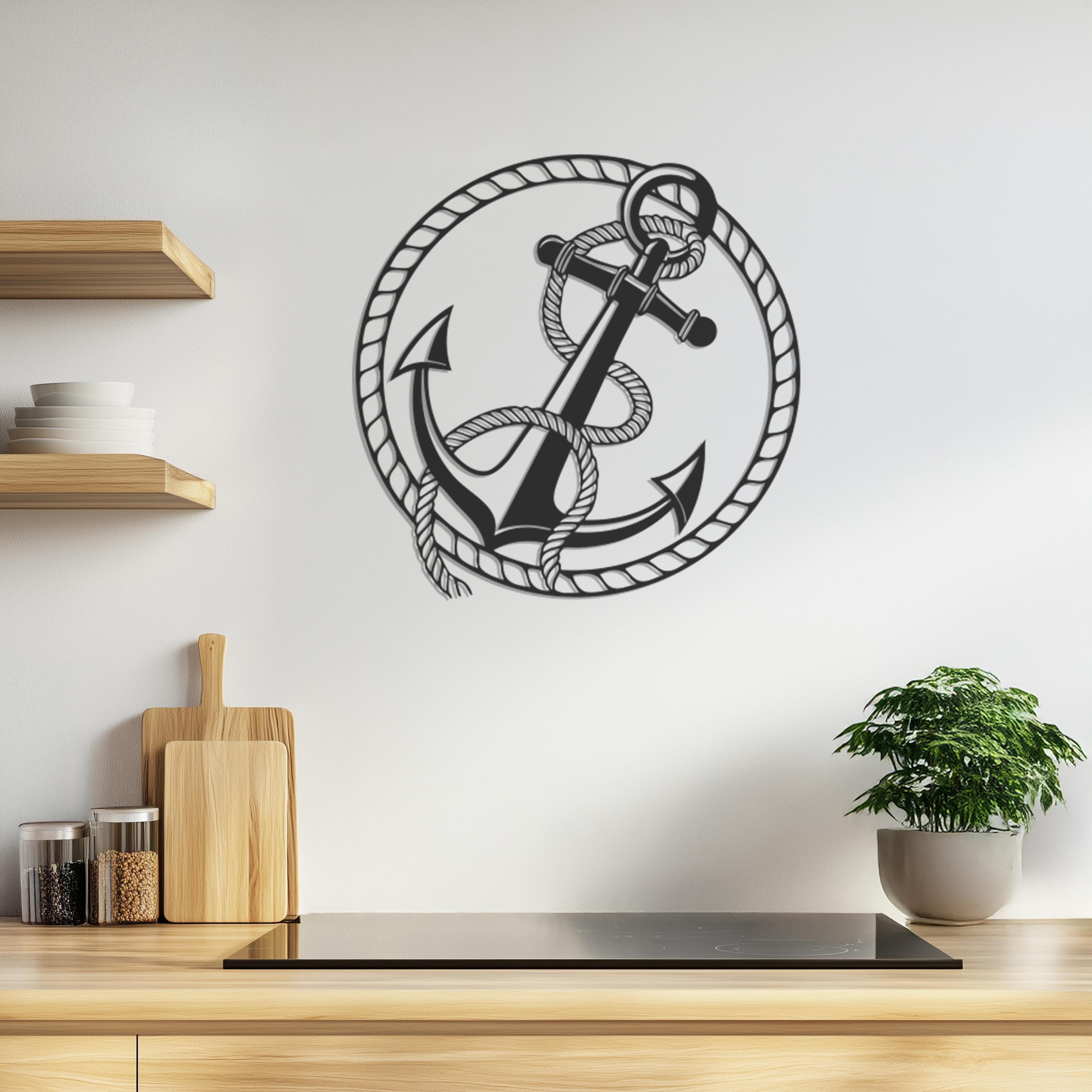 Anchor Metal Wall Art, Nautical Wall Decor, Maritime Anchor Wall Hanging, Coastal Metal Artwork, Ocean Theme Home Decor, Beach House Accent