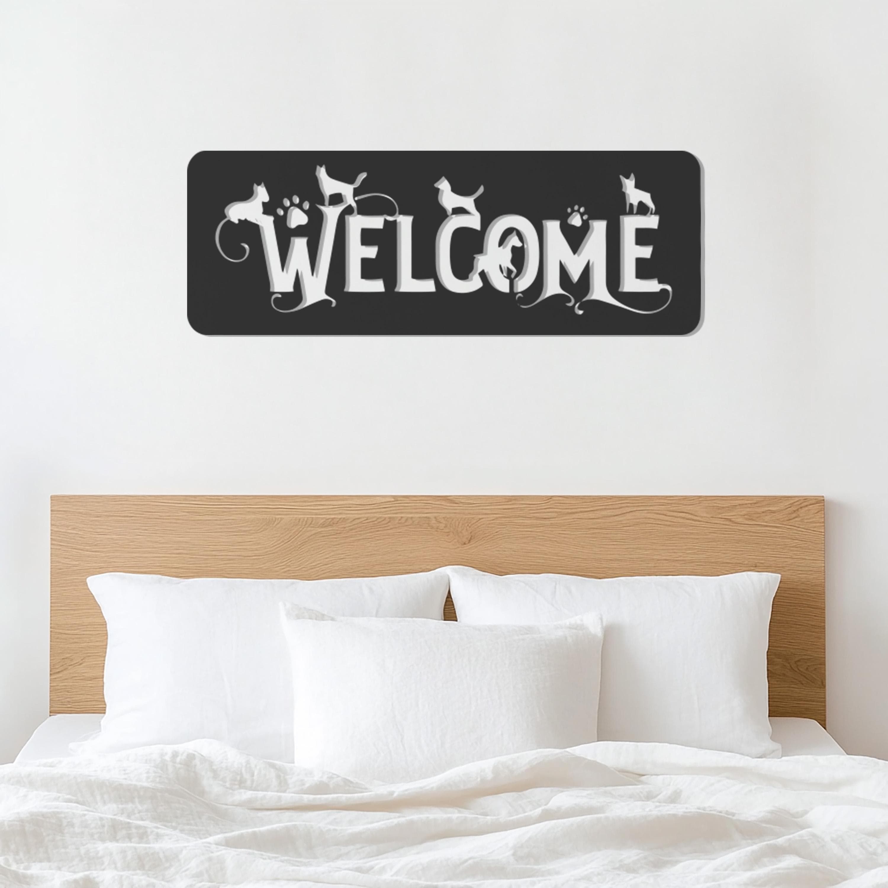 Pet Lover Welcome Sign, Metal Wall Art, Pet Lover Gift, Animal Theme Entryway Decor, Cute Cat and Dog Welcome Sign, Home, Porch Decoration - image 5