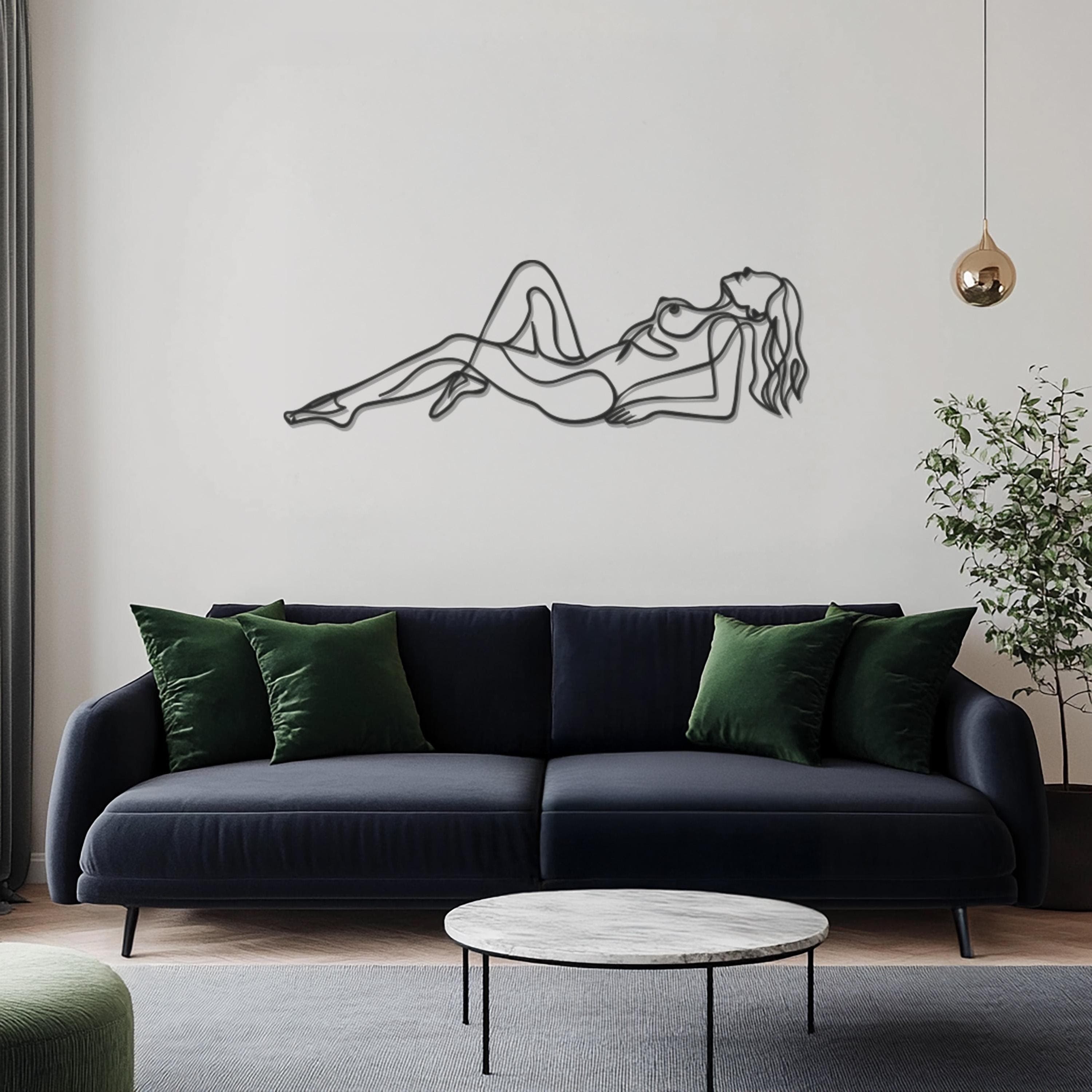Woman Line Art Metal Wall Decor, Modern Body Figure Sculpture, Relaxed Female Silhouette, Minimalist Bedroom Room Decor, Gift for Her - image 3