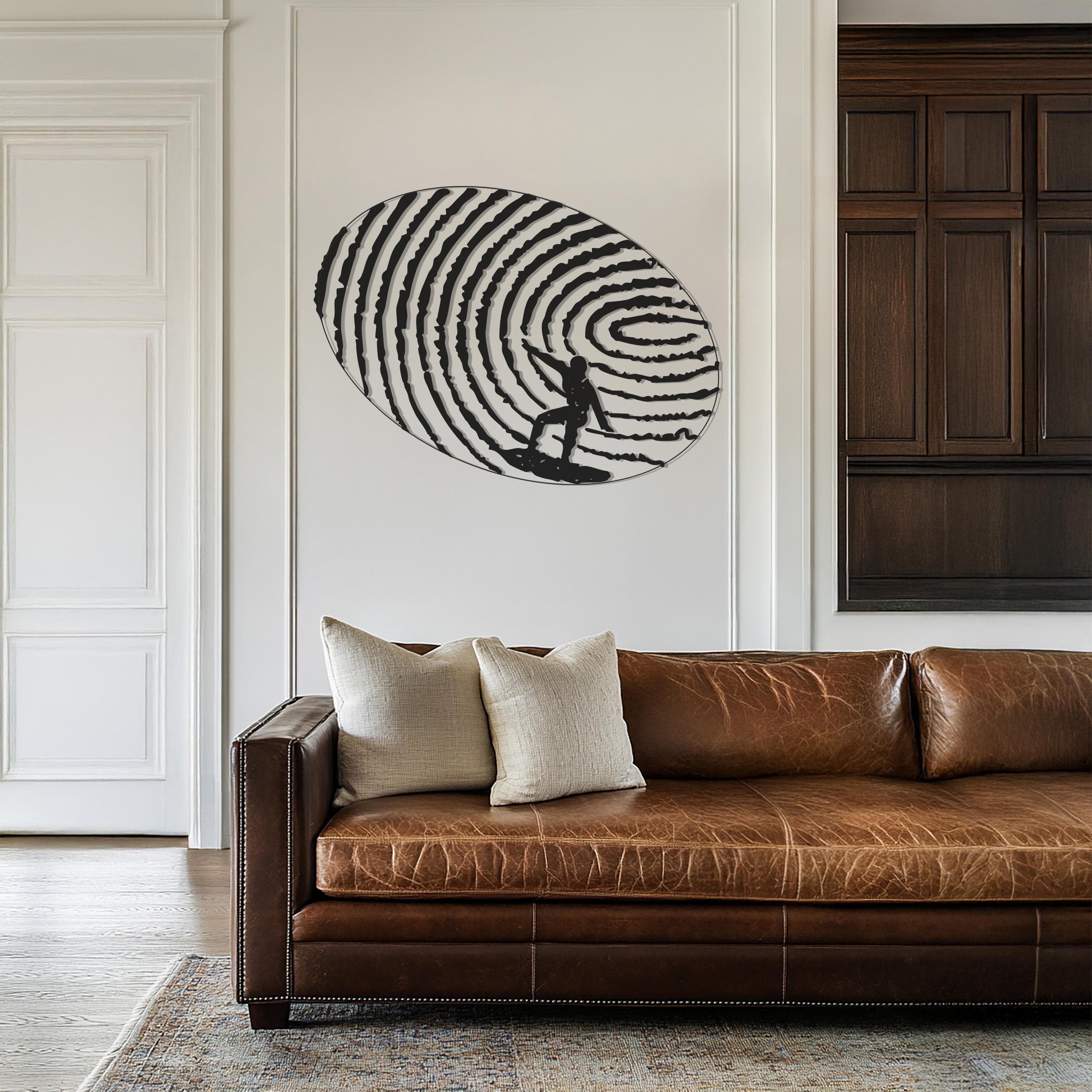 Surfer Metal Wall Art, Fingerprint Wave Design, Ocean Themed Home Decor, Surfboard Silhouette Sign, Modern Home Decor, Gift For Surfer - image 5