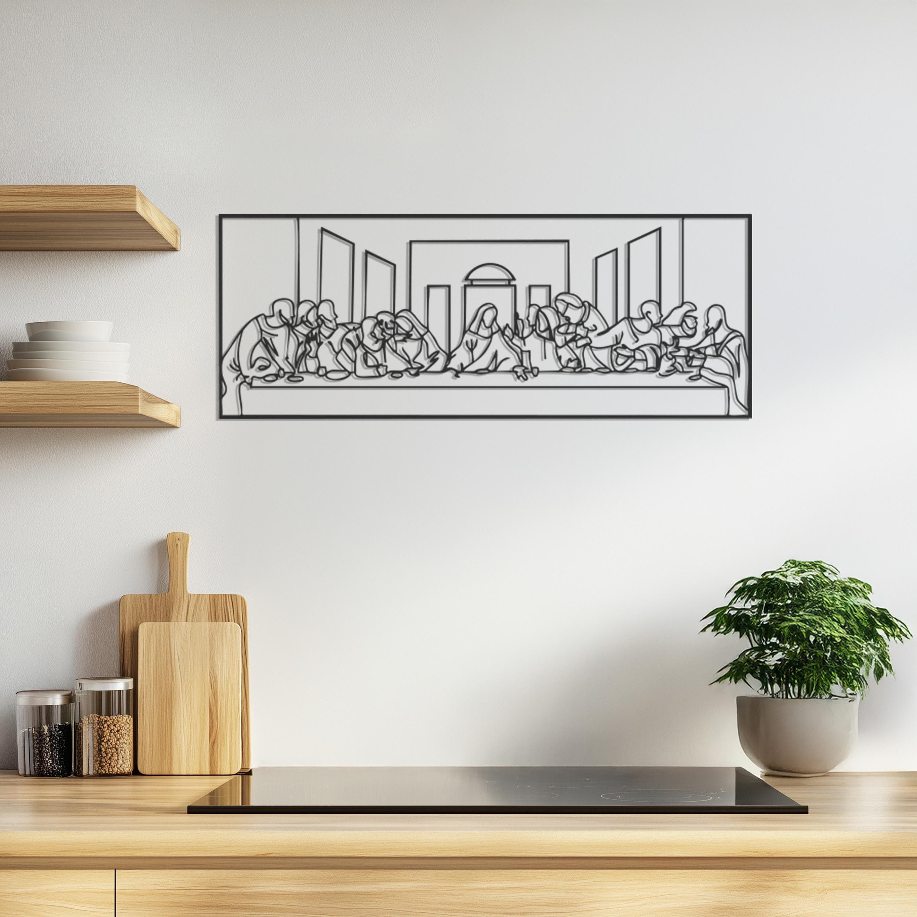 Jesus Last Supper Metal Wall Art - Large Metal Wall Decor, Religious Home Decoration, Minimalist Modern Artwork, Contemporary Christian Art