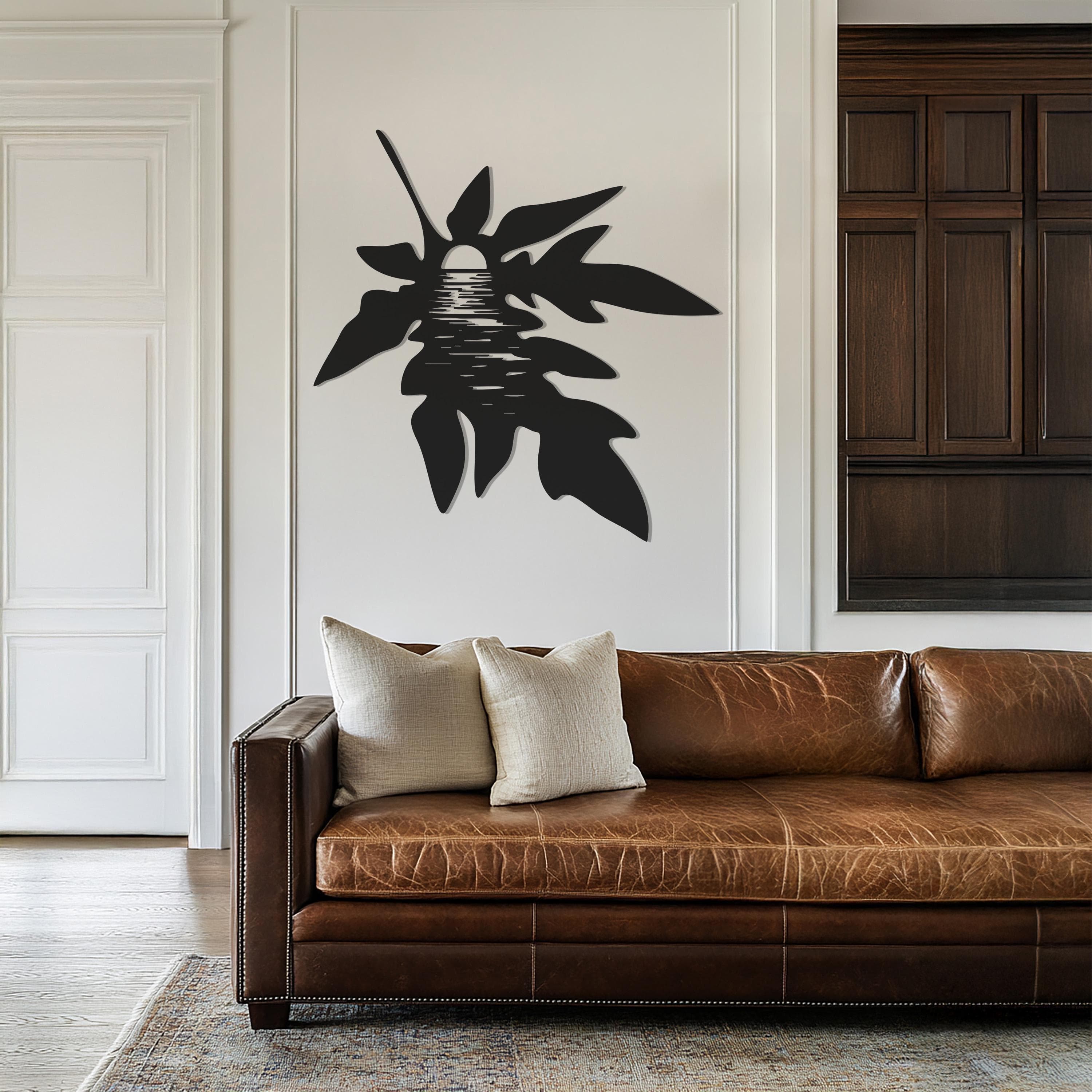 Sunset Leaf Wall Art, Tropical Metal Wall Decor, Nature Inspired Metal Sign, Minimalist Leaf Wall Hanging, Metal Art, Gift For Nature Lovers - image 4