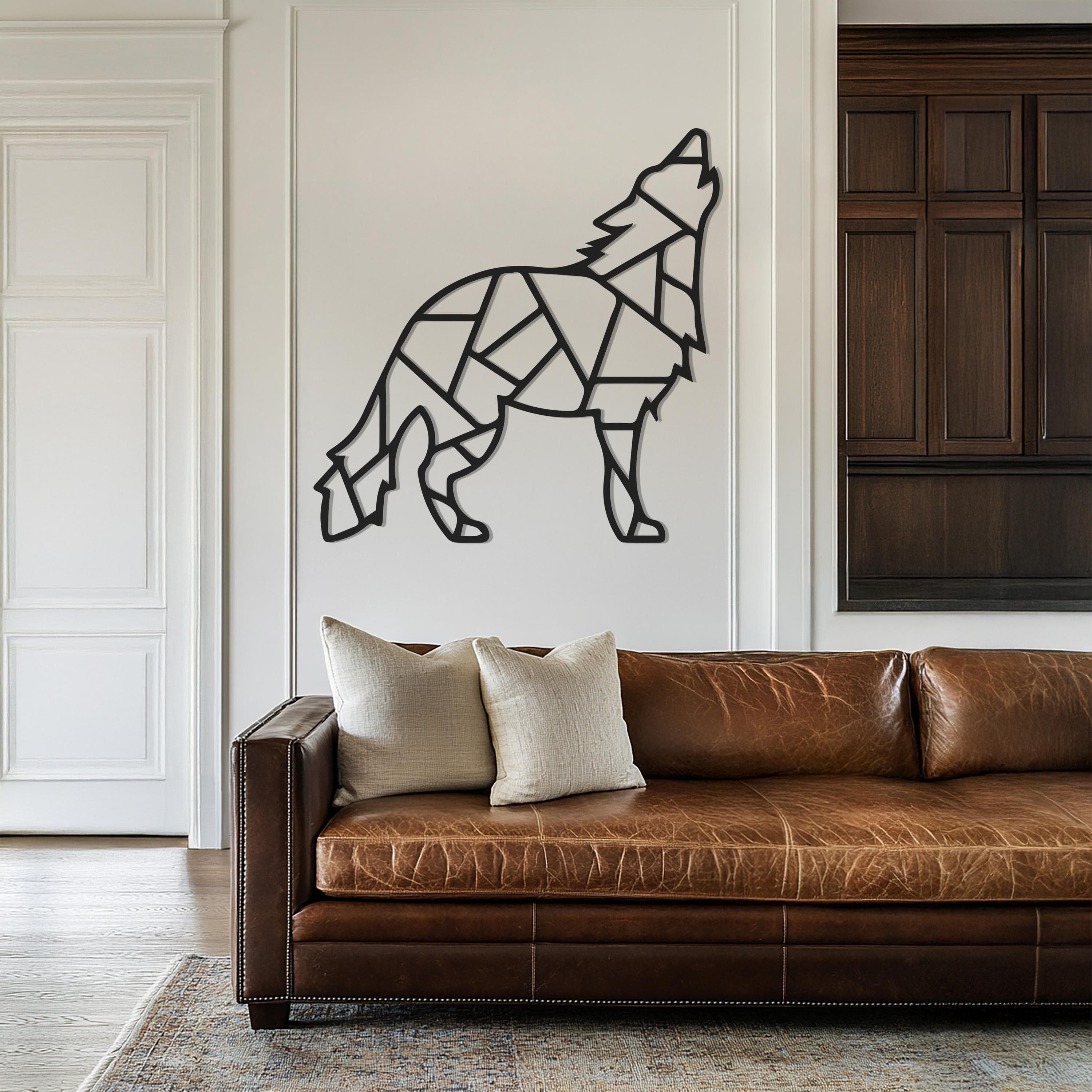 Wolf Metal Wall Art Decor, Geometric Howling Animal Sign, Modern Rustic Home Accent, Forest Wildlife Wall Decor, Gift For Nature Lover - image 4