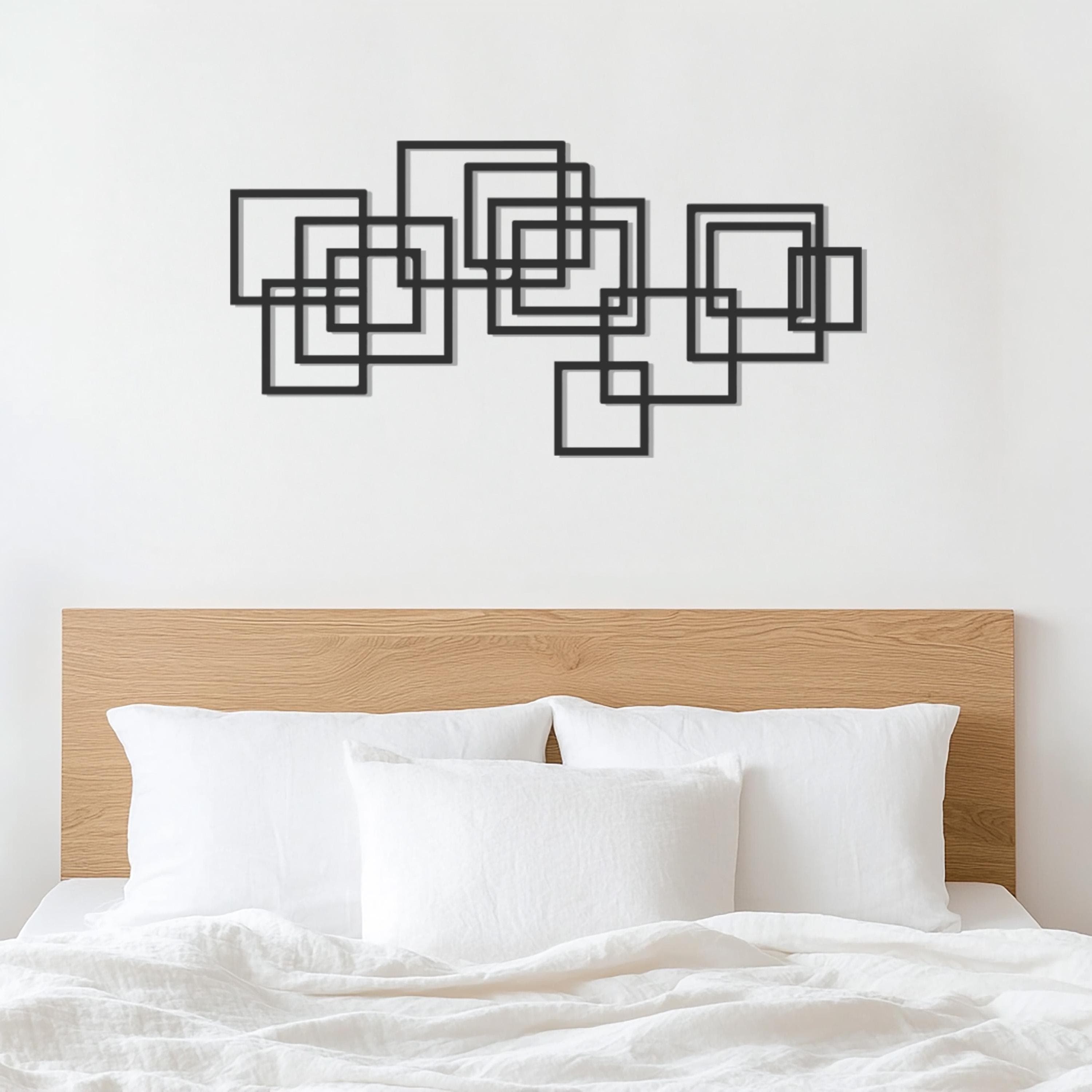 Large Geometric Metal Wall Art, Modern Squares Wall Decor, Metal Artwork for Living Room, Minimalist Wall Hanging, Home Decoration - image 5