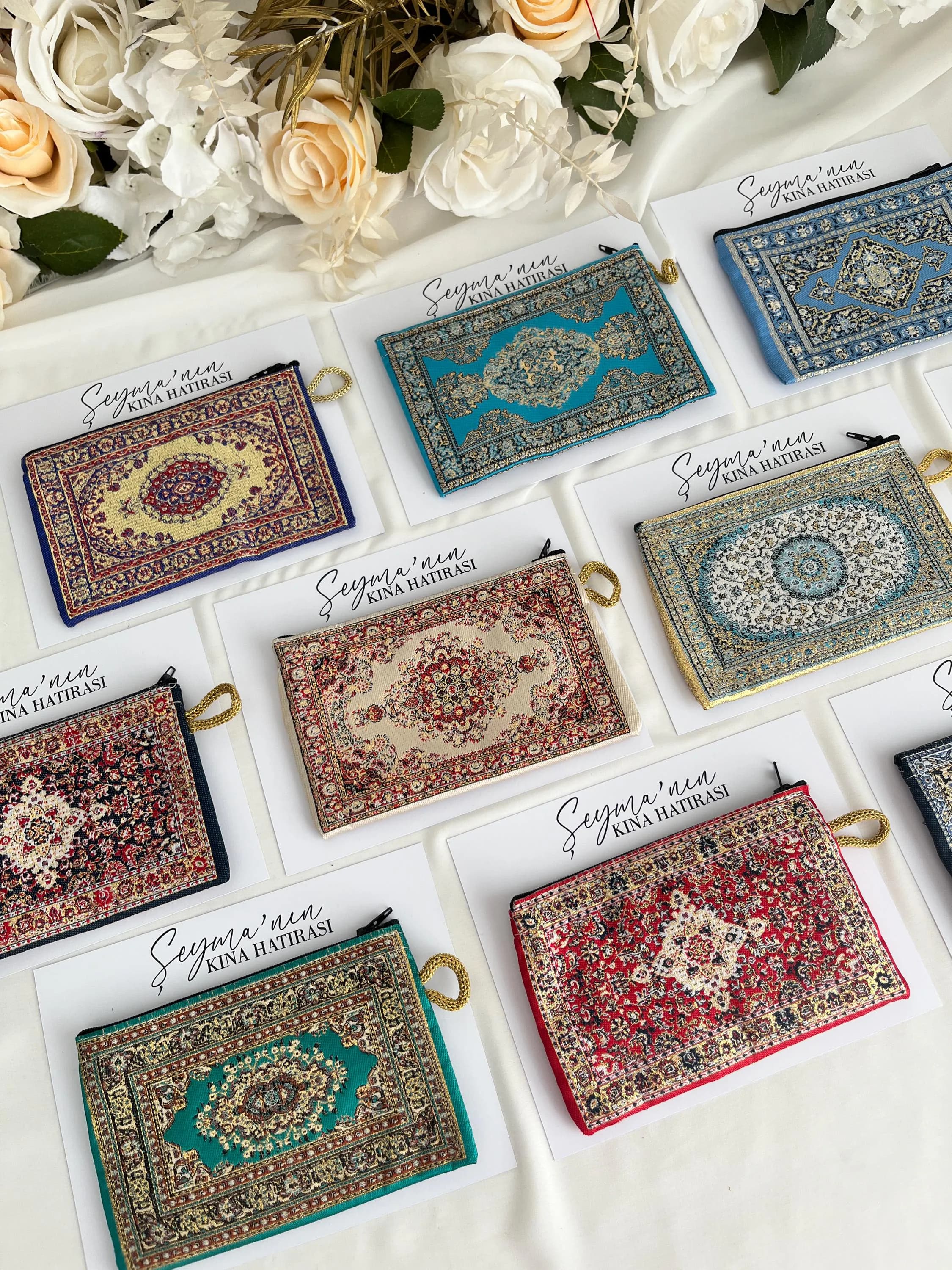 Turkish Kilim Wallet: Henna Party Favor, Ottoman Print - Henna Bridesmaid Gift