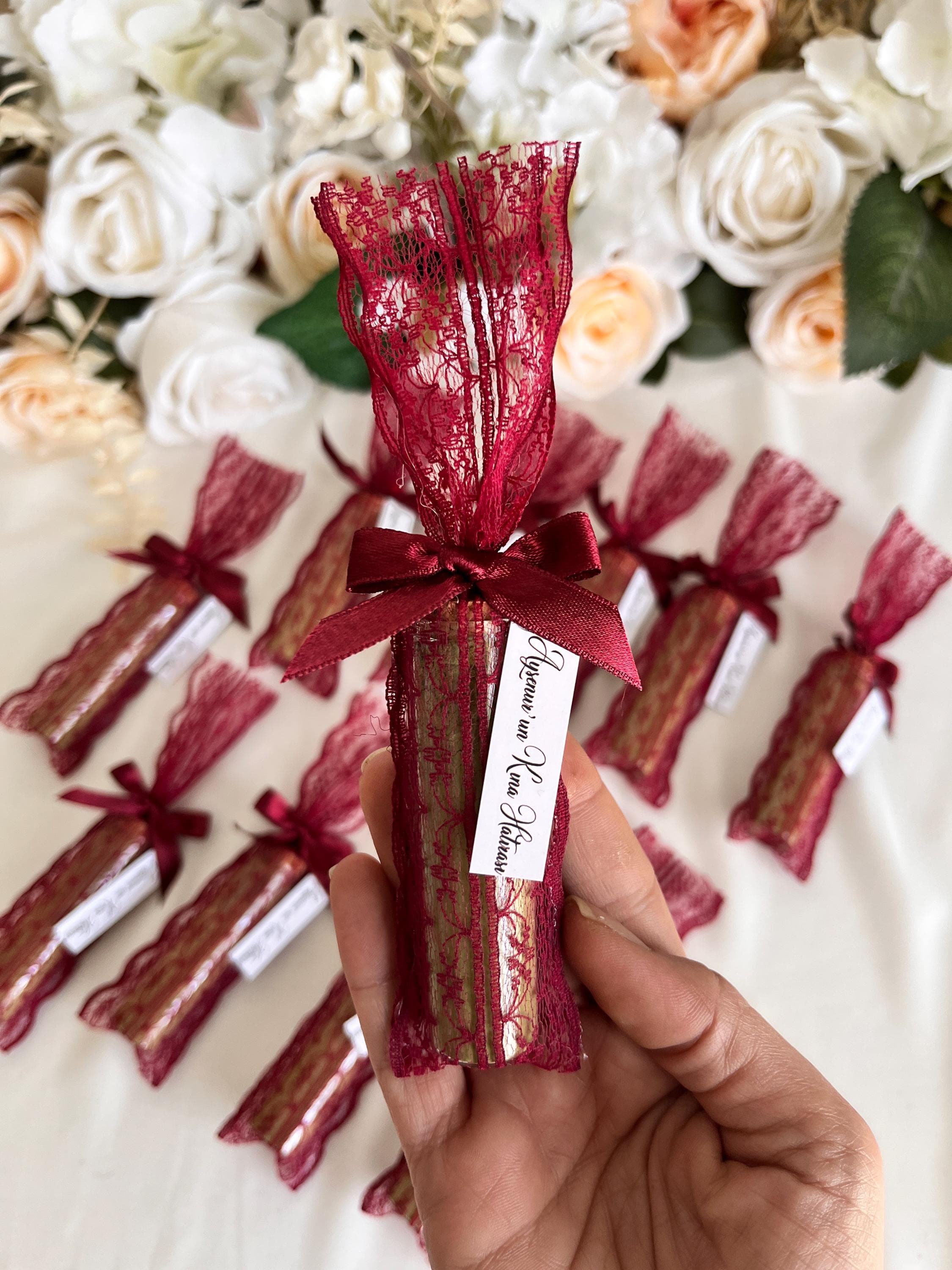 Personalized Rustic Italian Henna Tube Favors:Lace Detail Henna Tube Bottle - Dantel Detaylı Kına Hediyelik - image 3