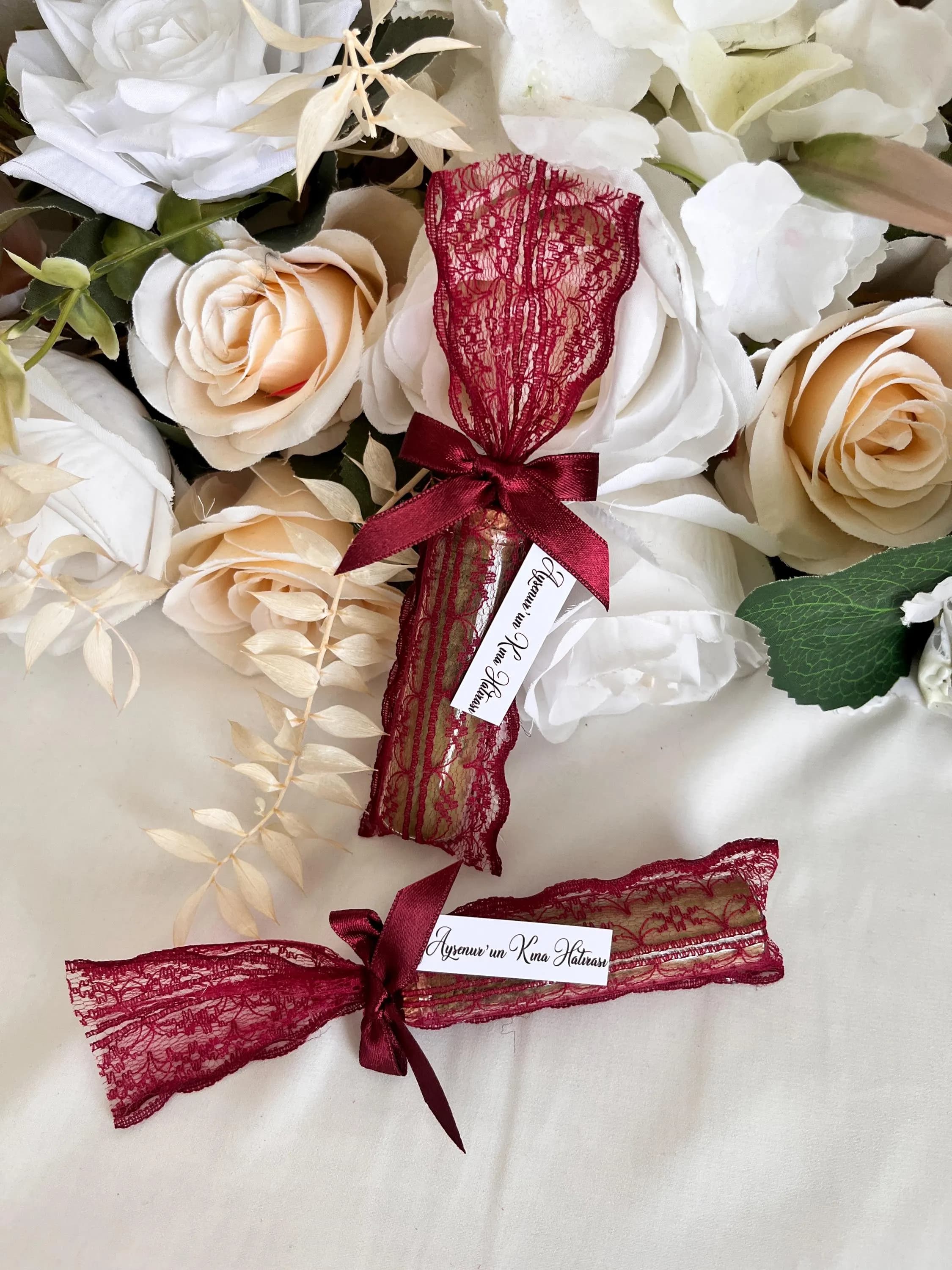 Personalized Rustic Italian Henna Tube Favors:Lace Detail Henna Tube Bottle - Dantel Detaylı Kına Hediyelik - image 4