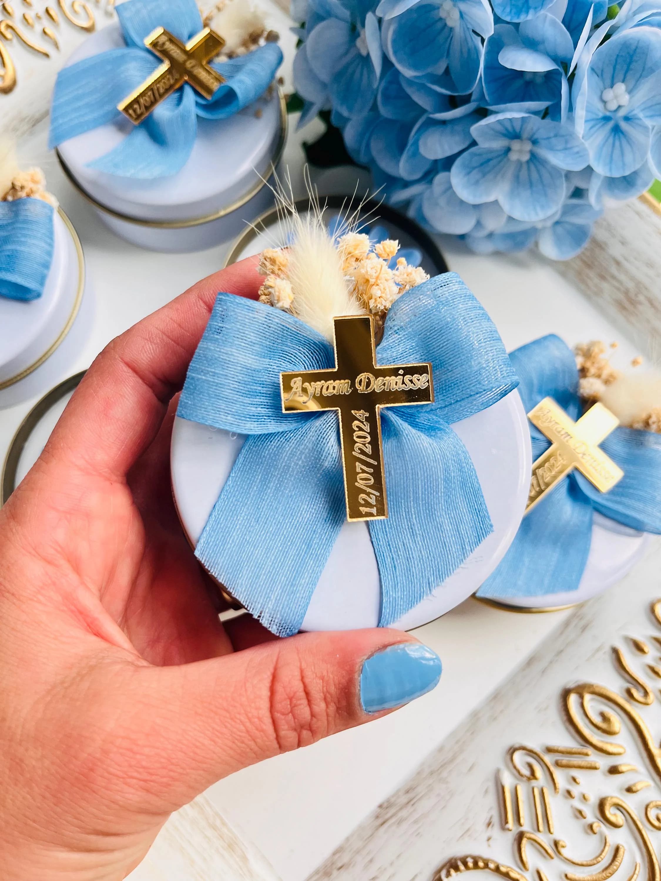 Personalized Lilac Baptism Candle Favors: Christening Gift,First Communion - image 5