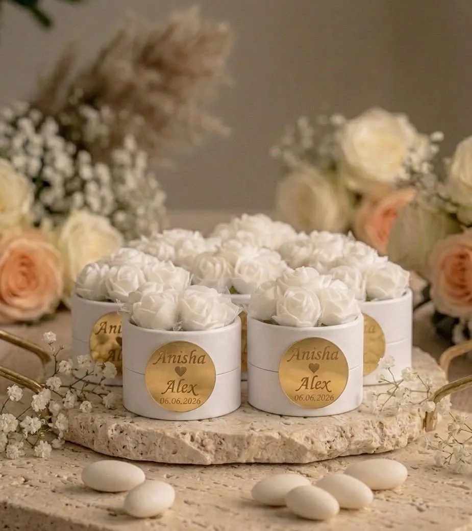 Personalized Wedding Almond Favor: Floral Almond Candy Gift Box
