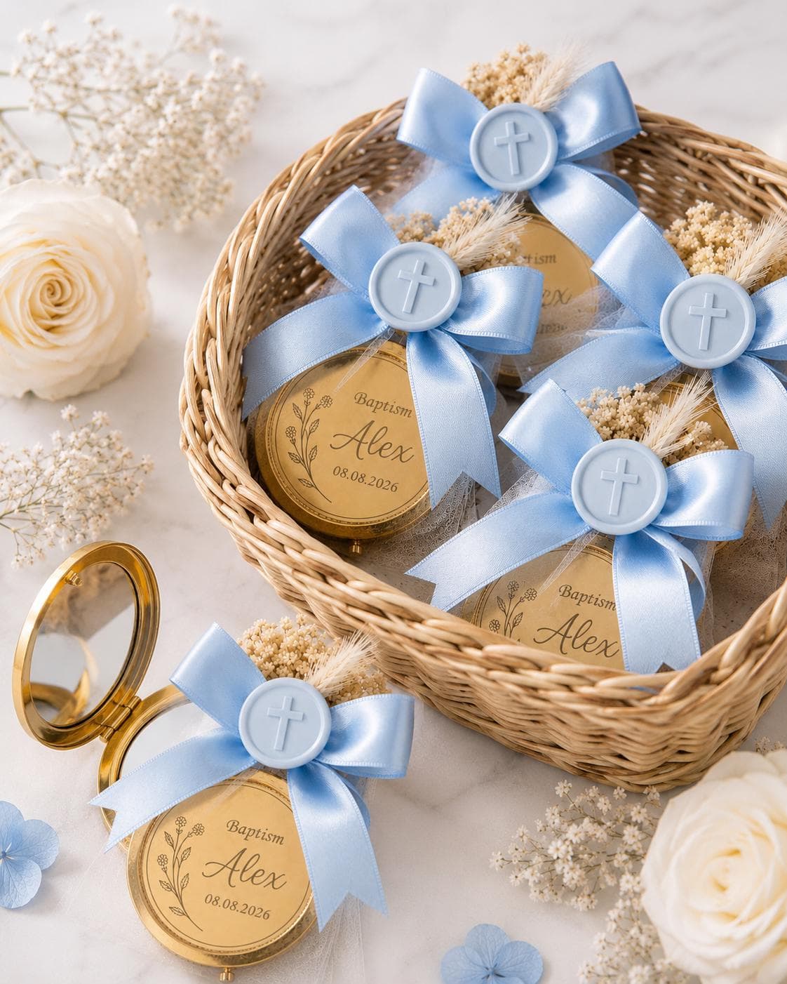 Personalized Compact Mirror: Baptism Favors, Christening Gift, Mi Bautizo , Holy Communion Keepsake - image 4
