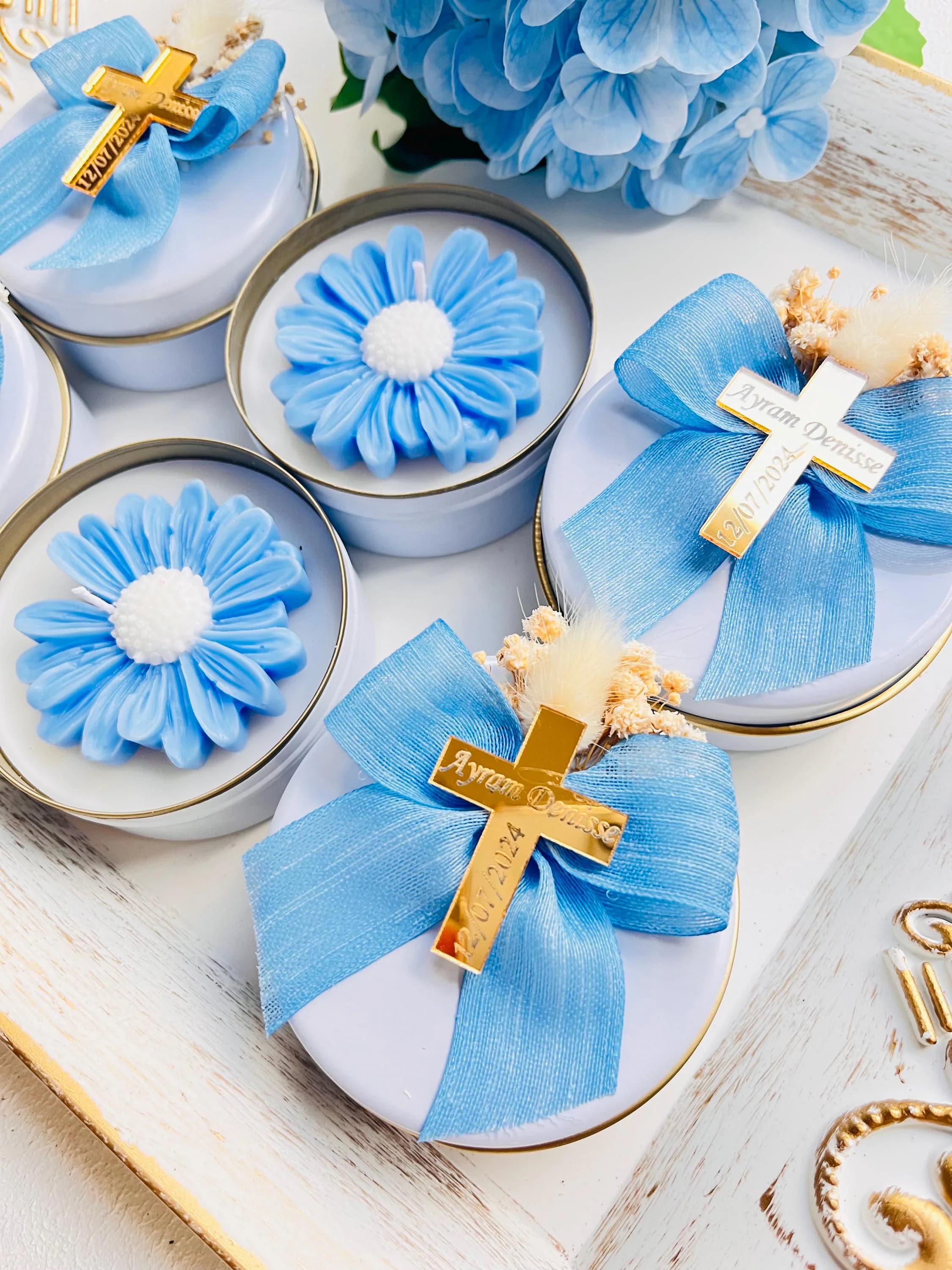 Personalized Lilac Baptism Candle Favors: Christening Gift,First Communion - image 3