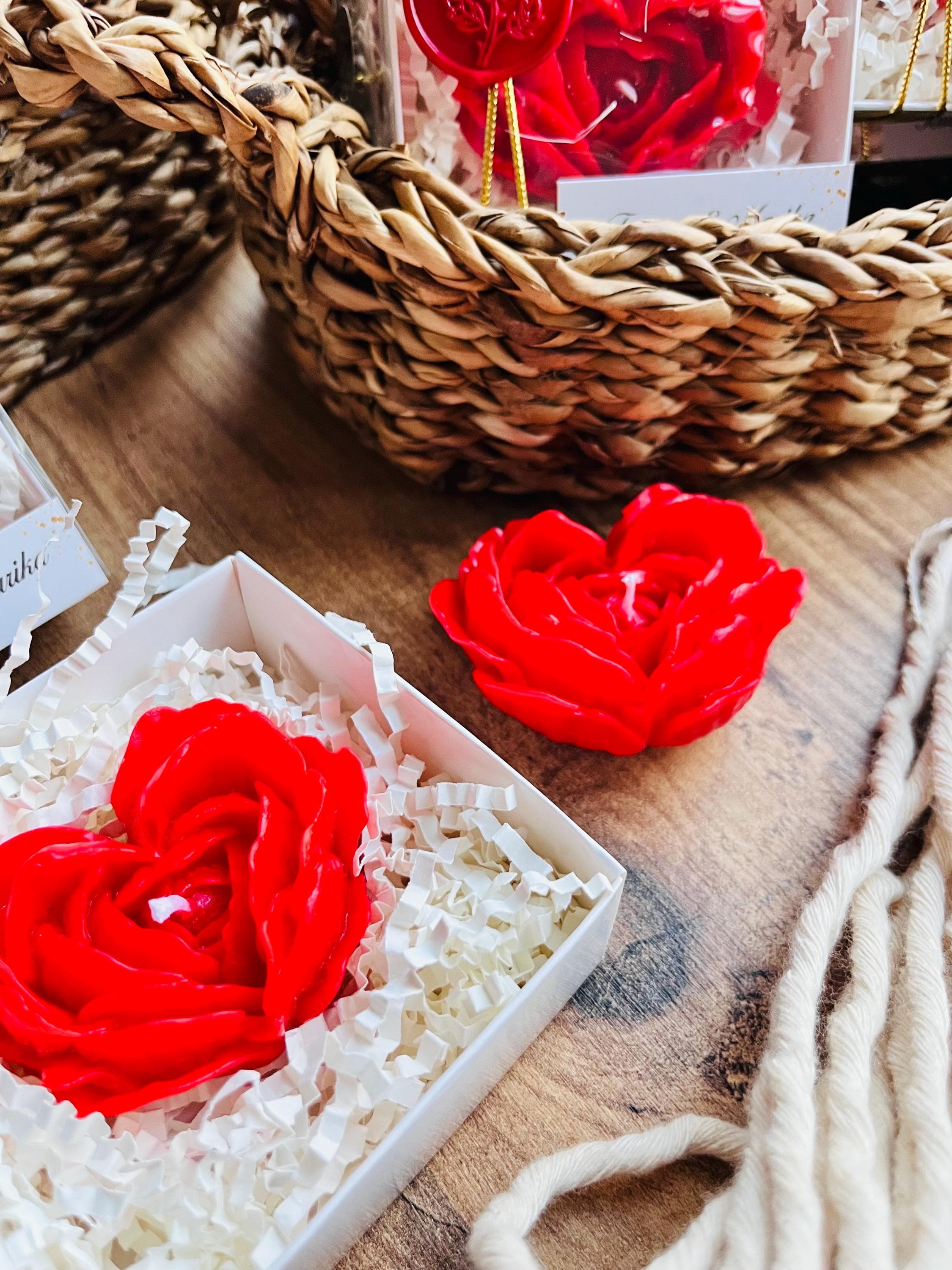 Personalized Red Rose Candle Favors: Elegant Wedding, Bridal Shower, Baby Shower Gifts - image 4