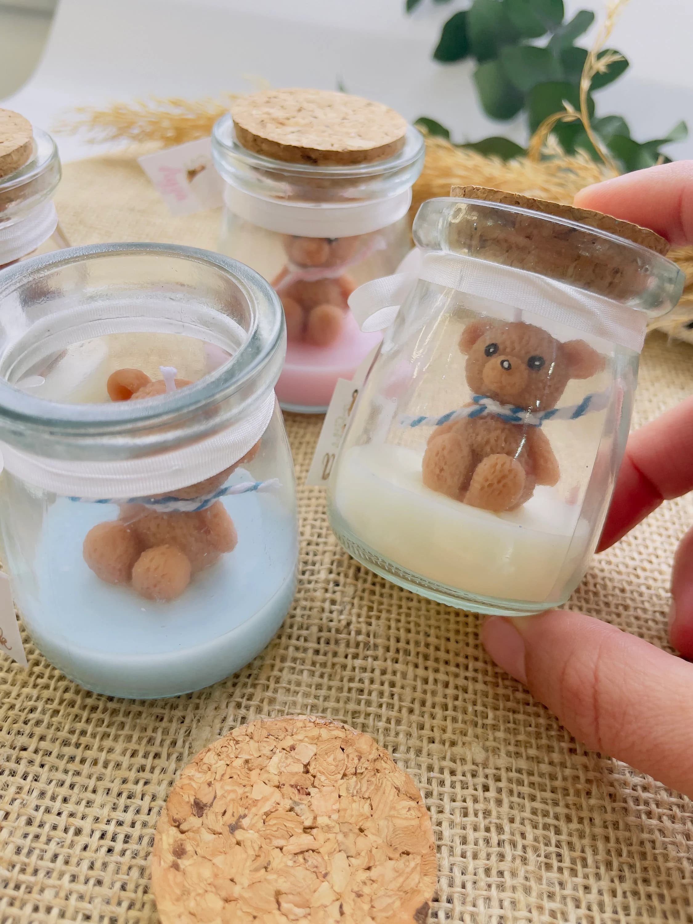 Baptism Teddy Bear Candle Favor, Personalized Baby Shower Candle, Christening Gift, First Holy Communion Gift, Newage Candle Gift,Mi Bautizo