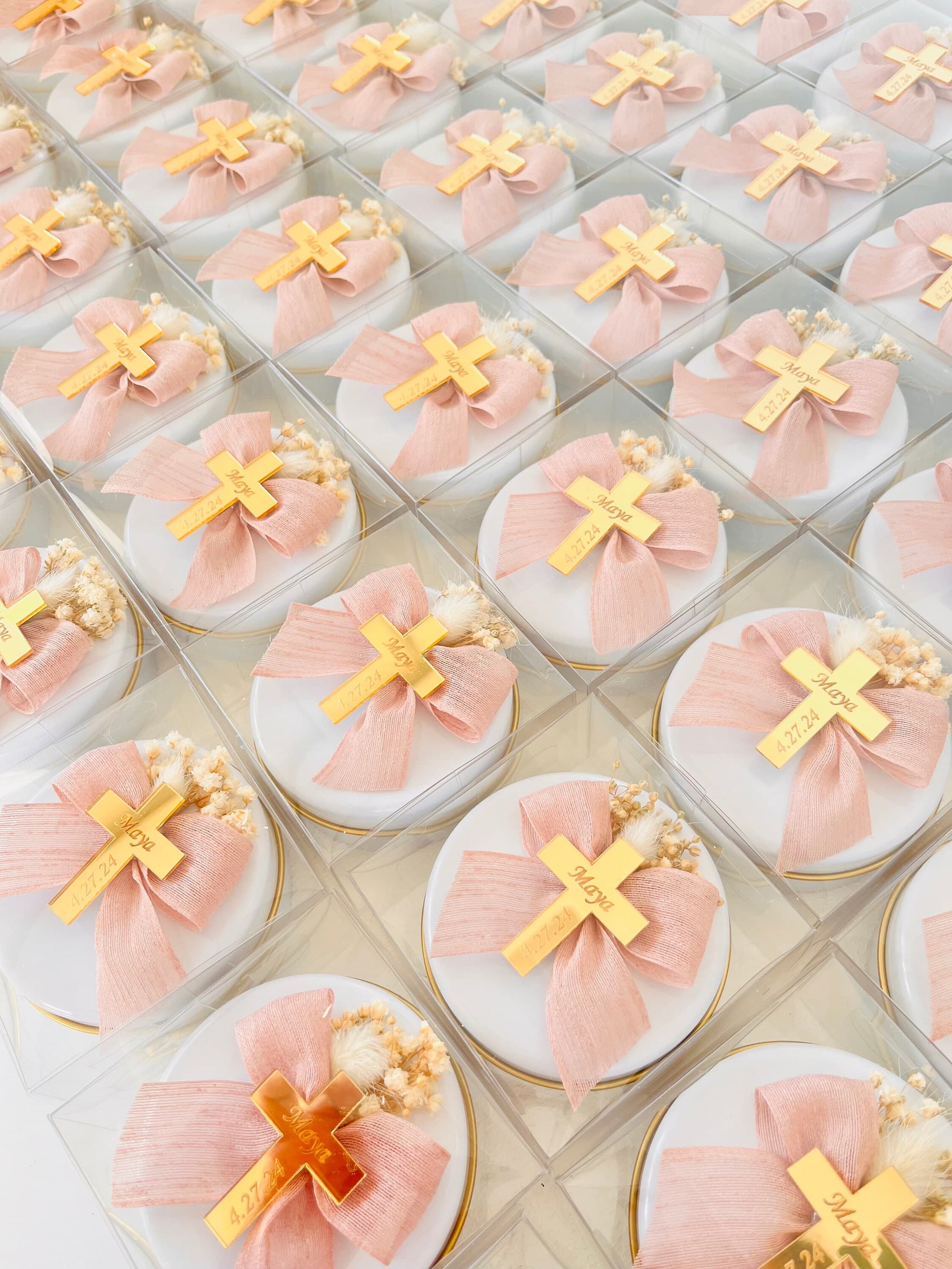 Personalized Baptism Candle Favors: Christening, First Communion Gift - image 3