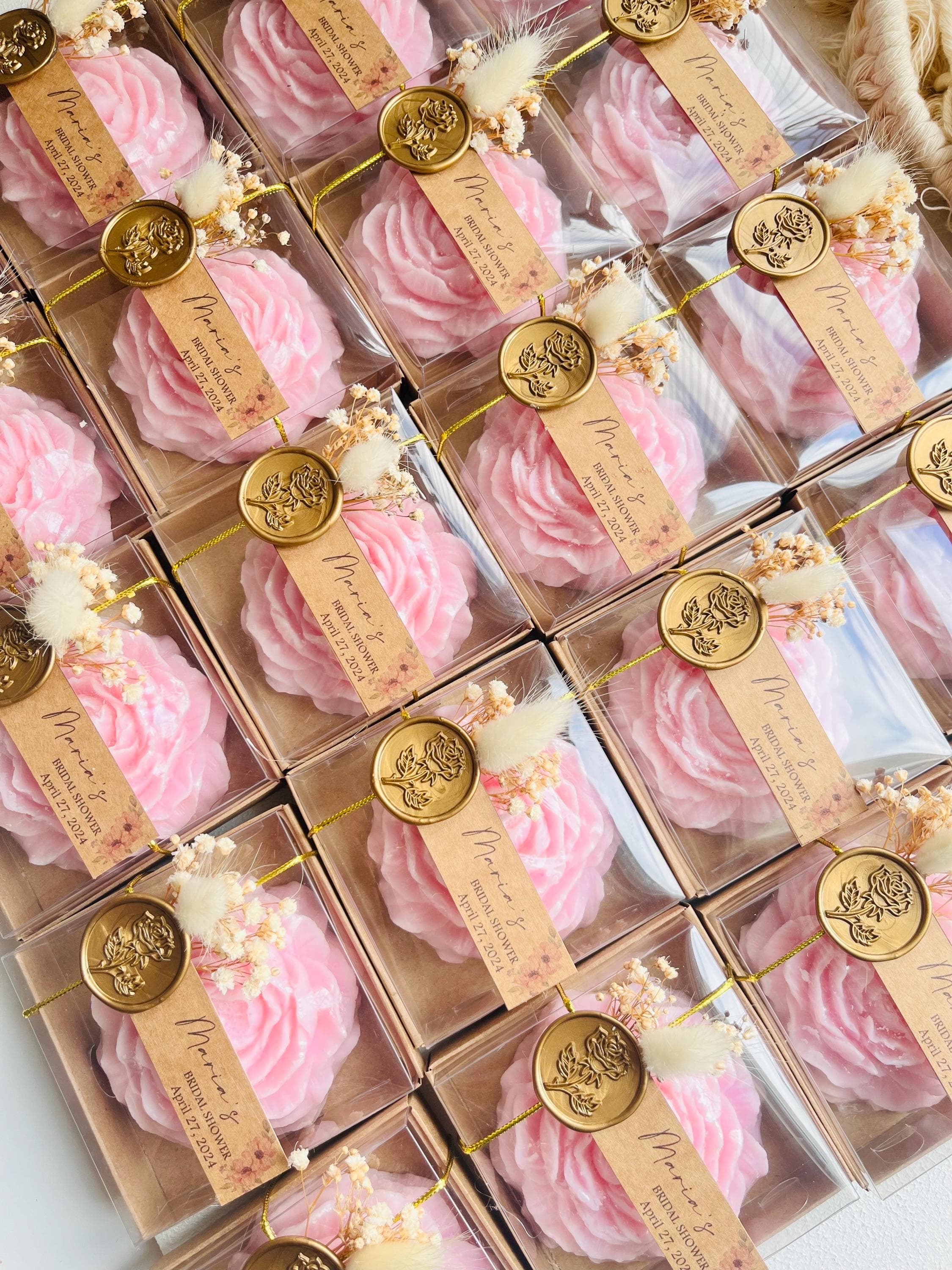Personalized Peony Candle Wedding Favors: Custom Scended Candles, Bridal Shower - image 2