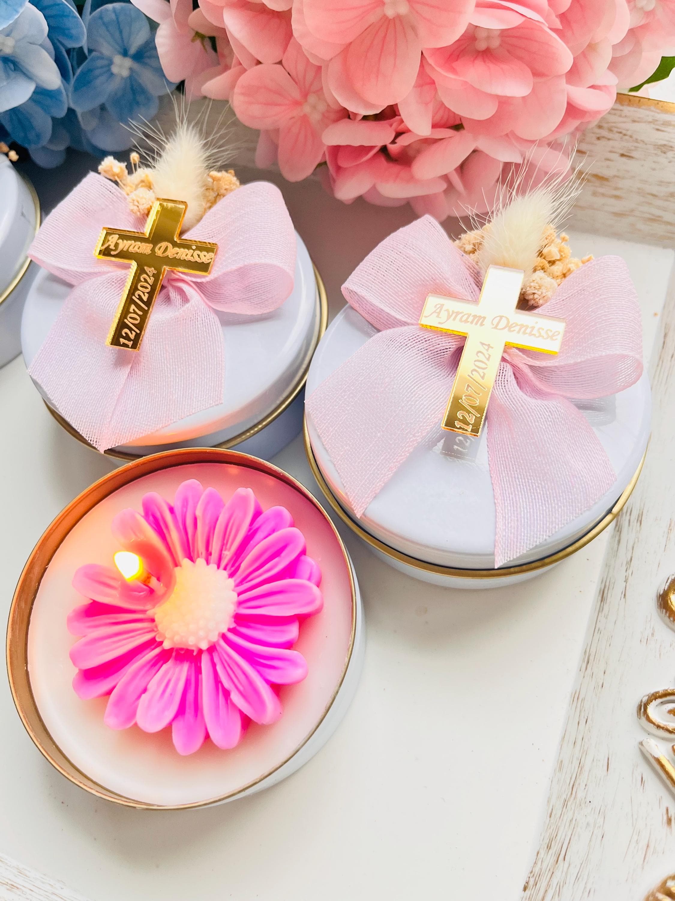Personalized Lilac Baptism Candle Favors: Christening Gift,First Communion - image 4