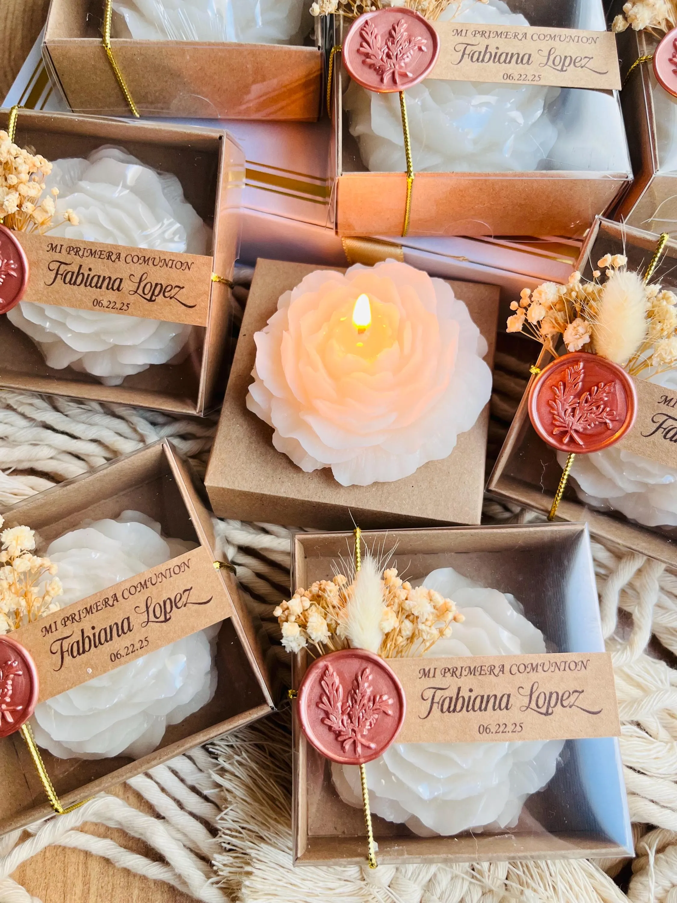 Wedding Scended Peony Candle Favors, Personalized Flower Candle, Rose Candle, Bridesmaid Gift, Wedding Gift, Nikkah Candle, Blooming Peony