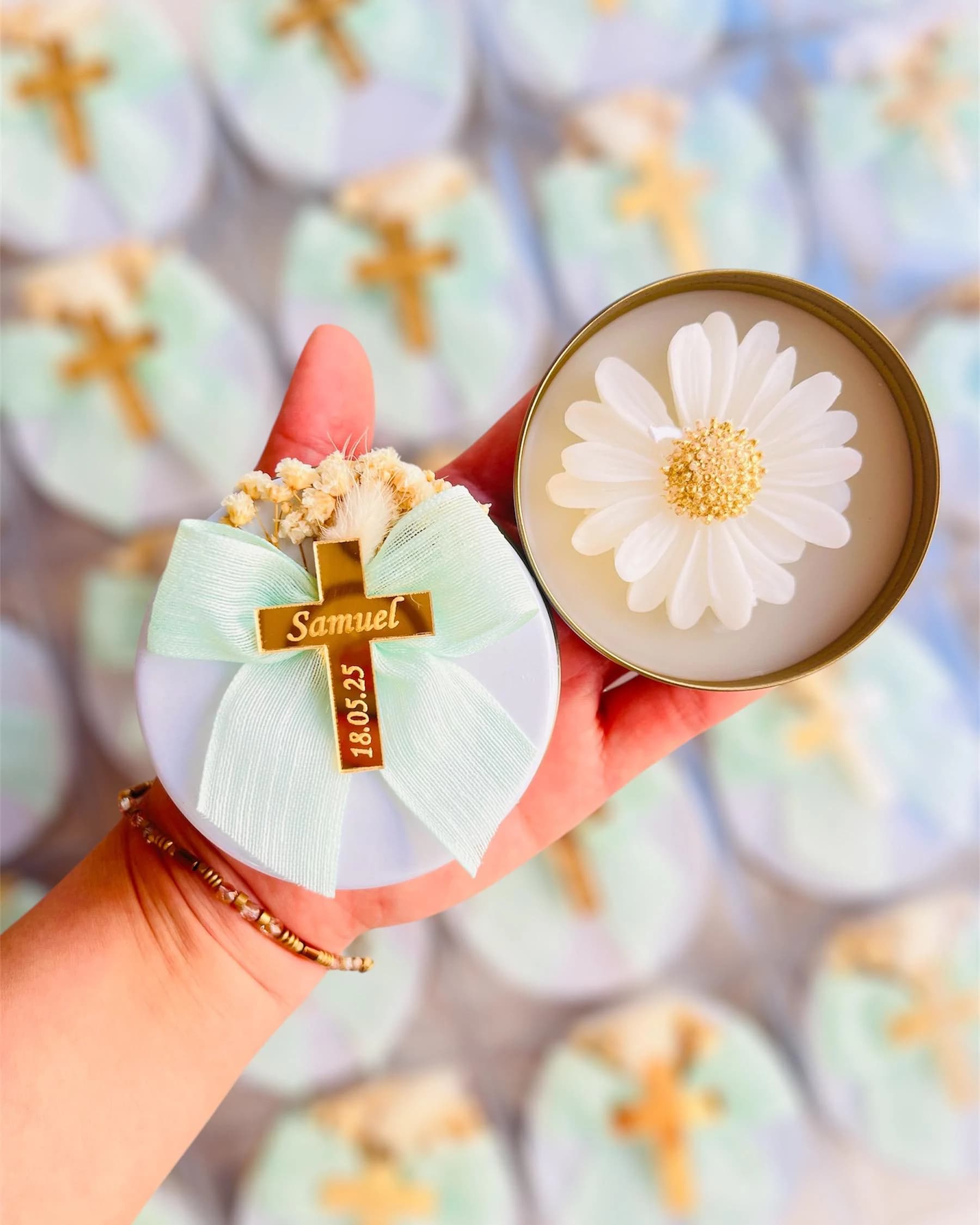 Personalized Baptism Candle Favors: Christening, First Communion Gift
