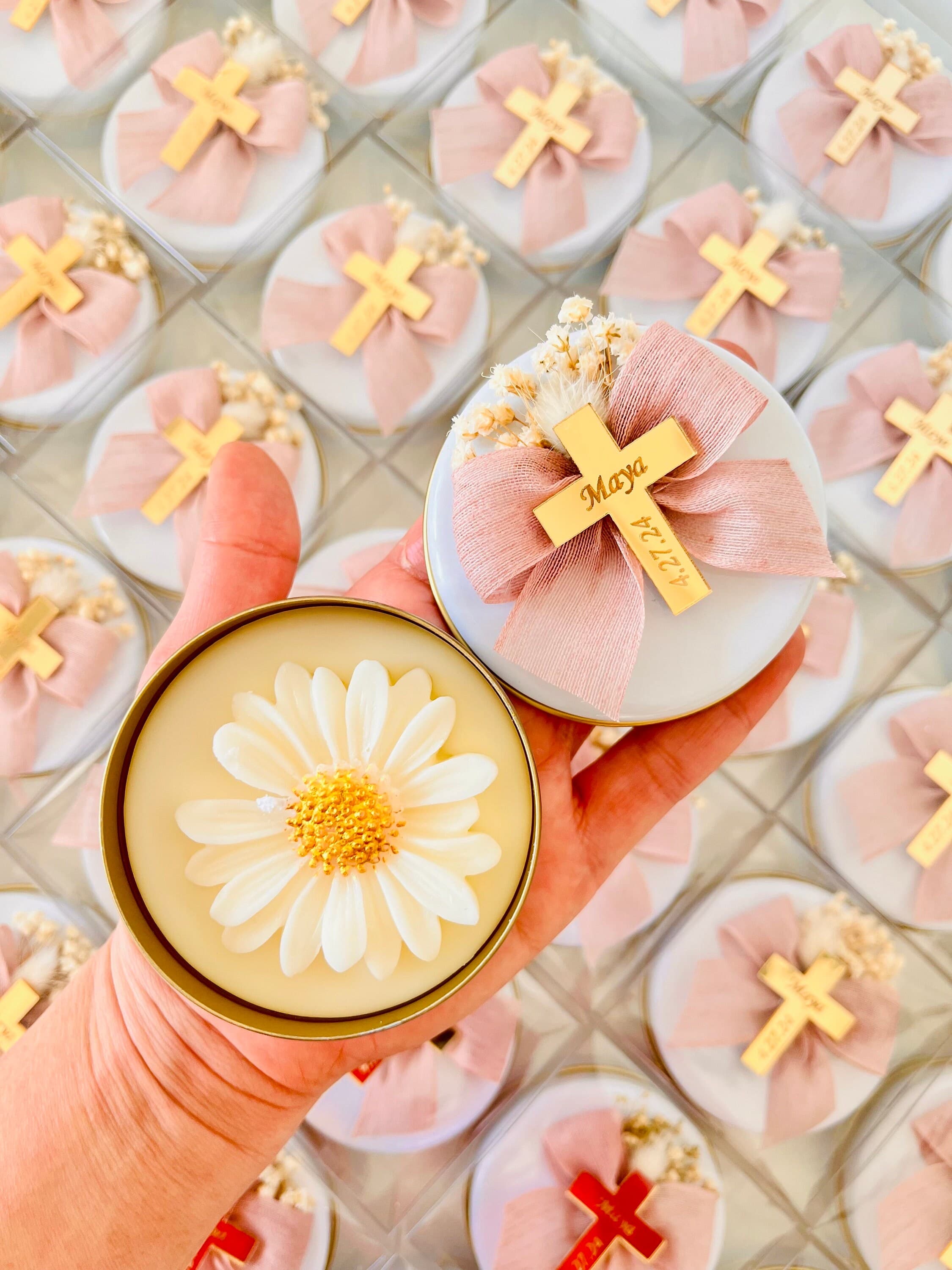 Personalized Baptism Candle Favors: Christening, First Communion Gift - image 5
