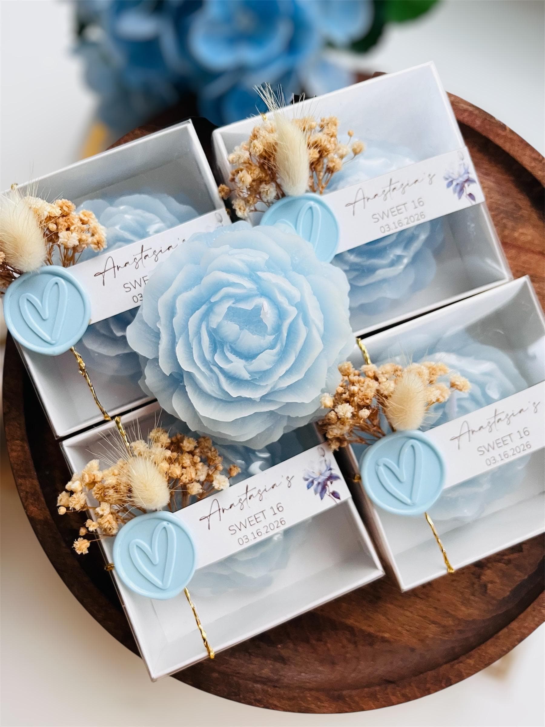Personalized Peony Candle Wedding Favors: Custom Scended Candles, Bridal Shower - image 3