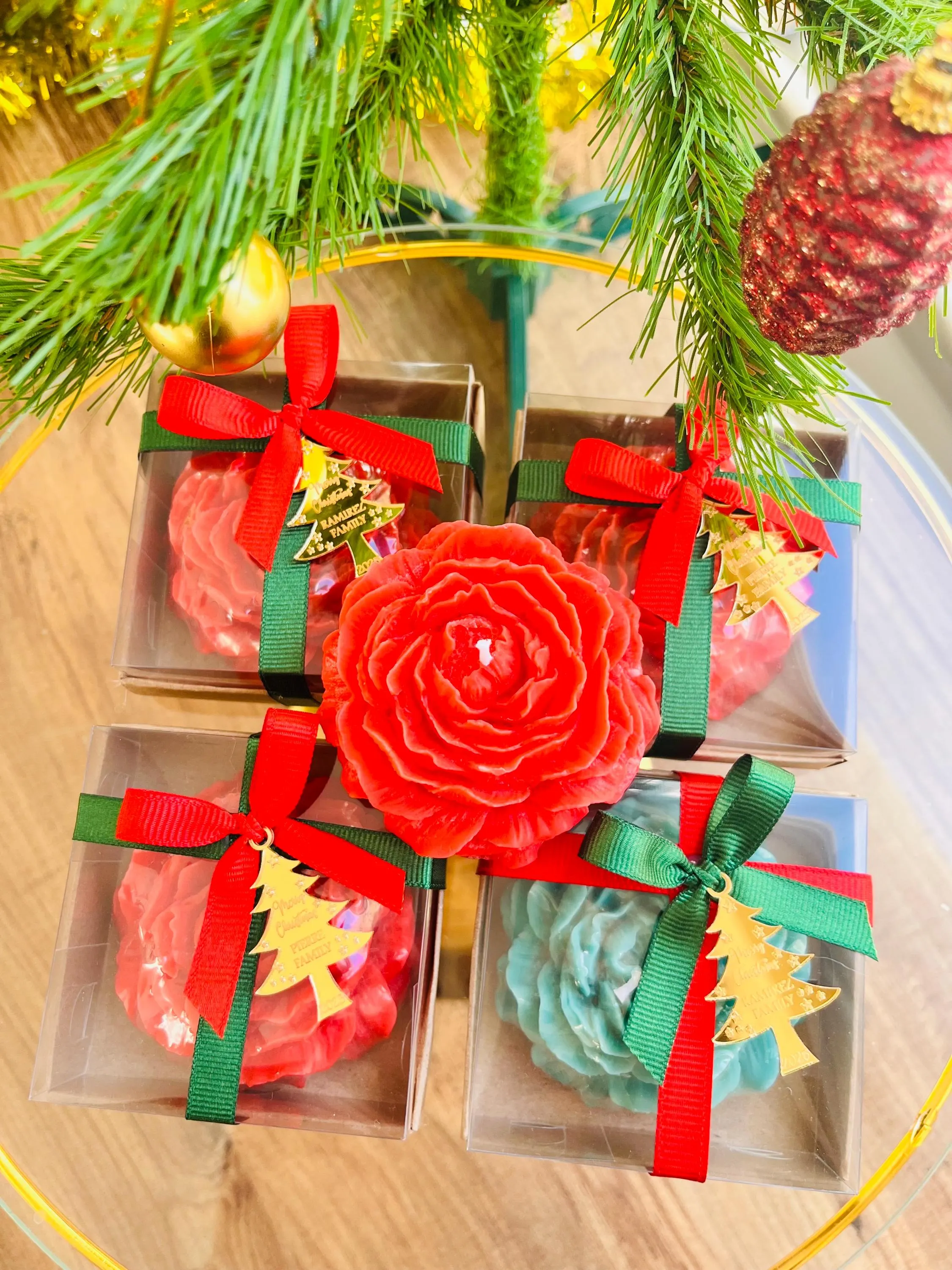 Personalized Peony Christmas Candle Favor: Scented New Year Gift - image 3