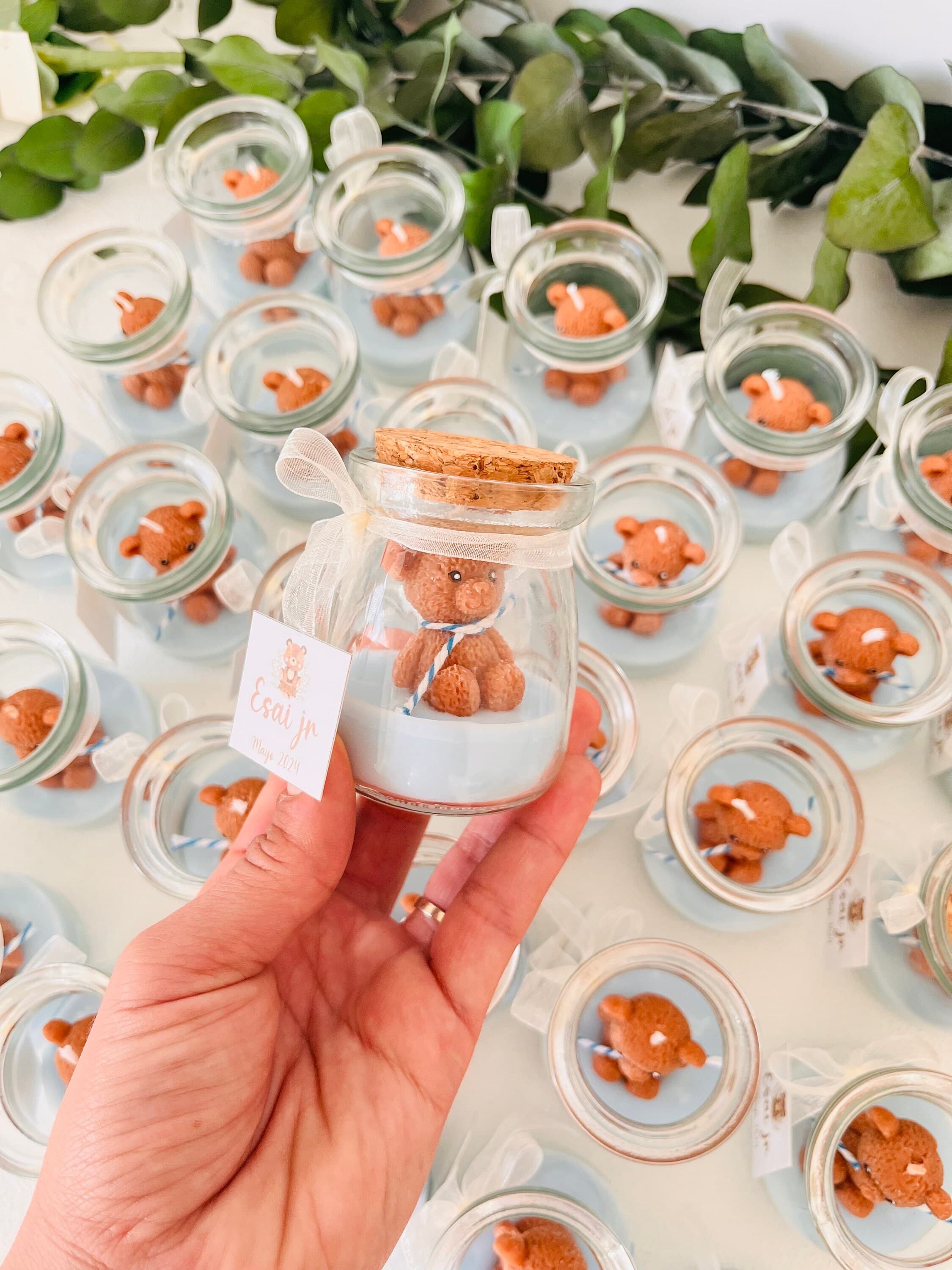 Personalized Teddy Bear Baptism Candle Favor: First Communion, Christening, Baby Shower - image 3