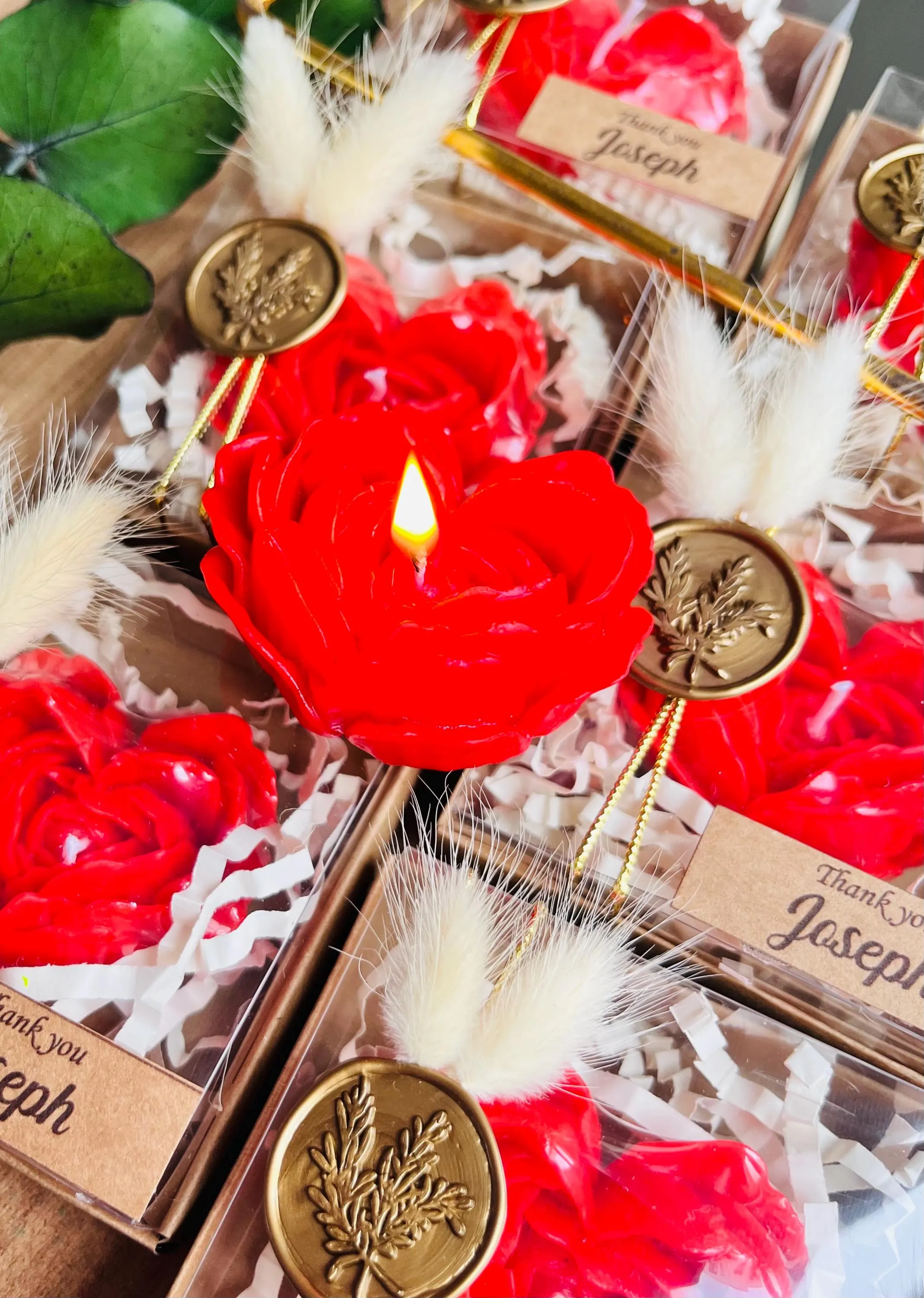 Personalized Red Rose Candle Favors: Elegant Wedding, Bridal Shower, Baby Shower Gifts - image 2