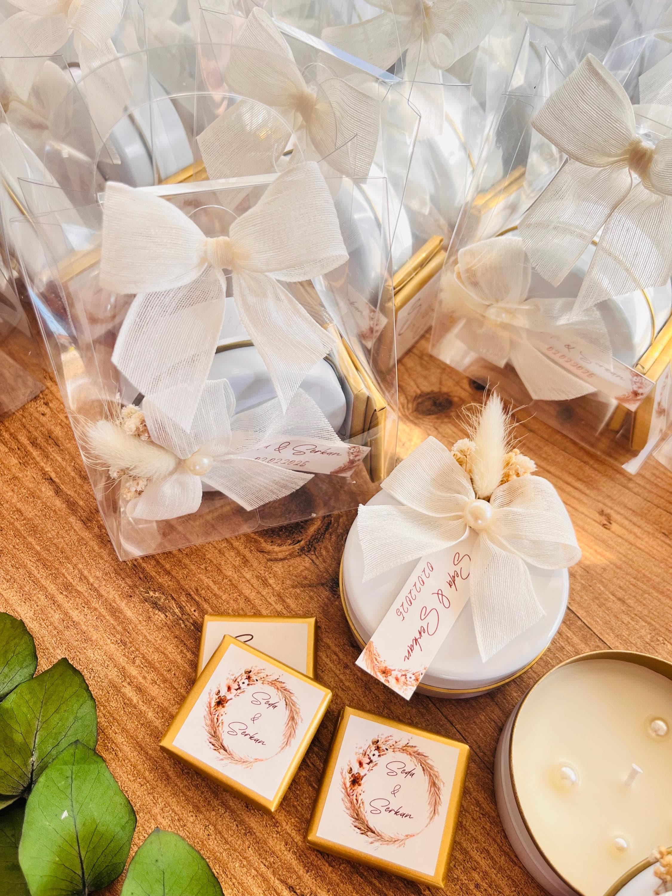 Personalized Elegant Wedding Candle & Cholate Gift Bag Favor: Wedding , Engagement, Bridal Shower, Save the Date - image 2