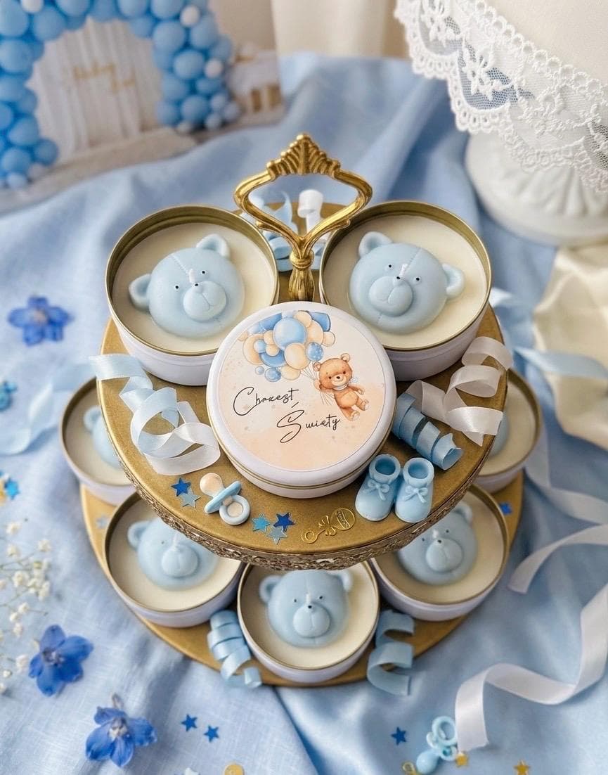 Personalized Baptism Thank You Candle Favors For Guest, Christening Candle Favors, Baptism Teddy Bear Gift, Baby Shower Gift, Newyears Favor - image 3