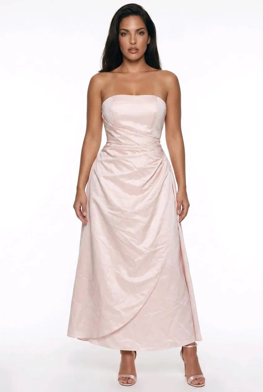 Vintage David Bridal  Pink Bridesmaid Gown A-line Side-Draped Dress 10