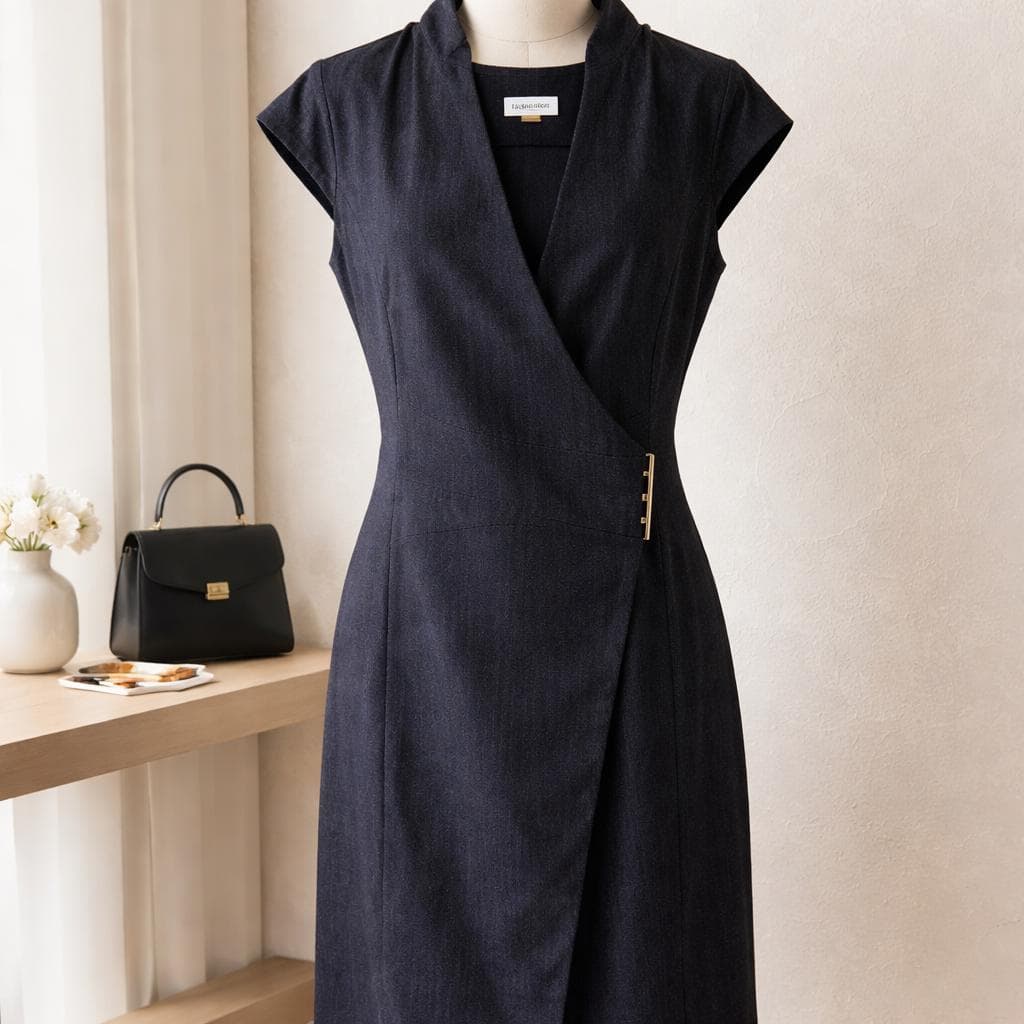 Women's Calvin Klein Sleeveless Side Buckle Wrap Gray Dress Classy Dressy Dress Size 14, Elegant Elevated Luxurious Designer Romantic Chic - image 3