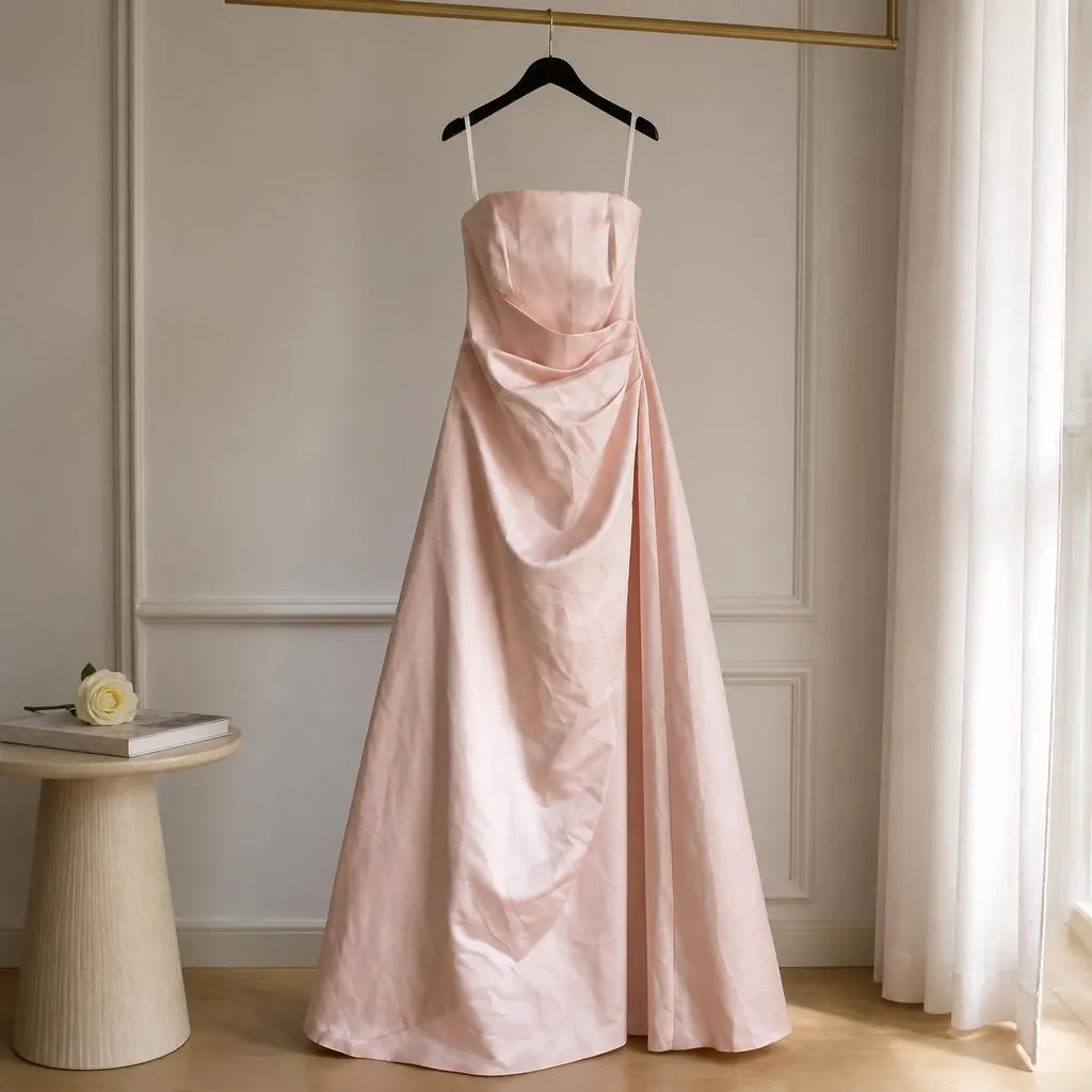 Vintage David Bridal  Pink Bridesmaid Gown A-line Side-Draped Dress 10 - image 3