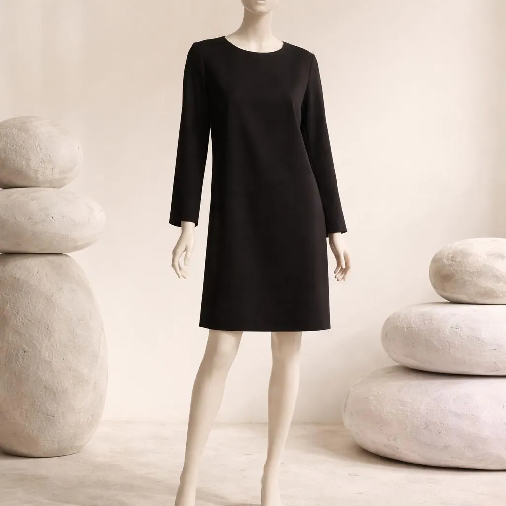 Vintage Giorgio Armani Black Midi Luxurious Designer High End Dress 16 Italy, Classy eveningwear Dressy Elegant Elevated Timeless Effortless