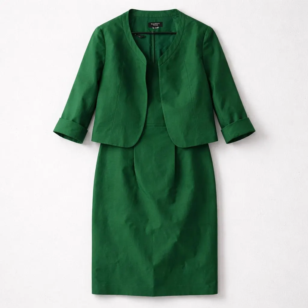 Two-Piece Dress Set by Talbots Size 12 Green Forest Workwear Office Career Wear
