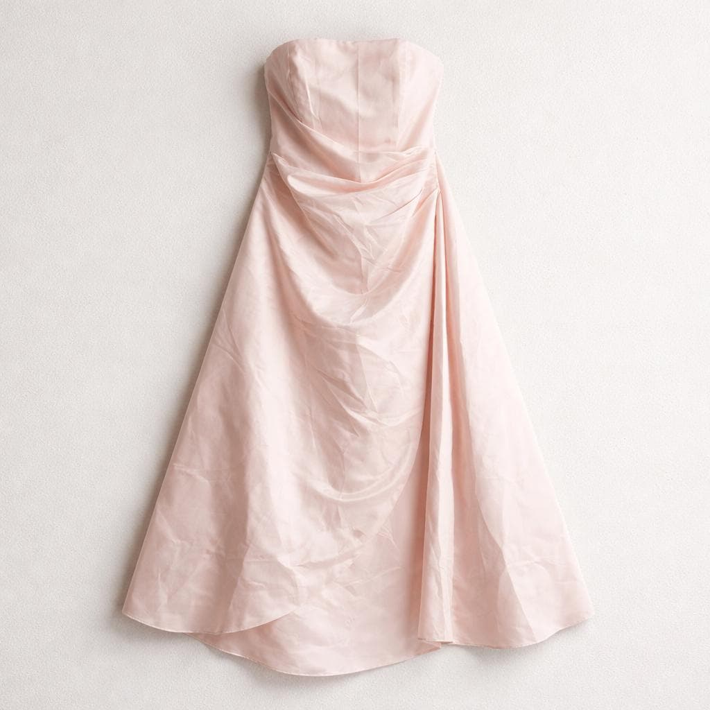 Vintage David Bridal  Pink Bridesmaid Gown A-line Side-Draped Dress 10 - image 4
