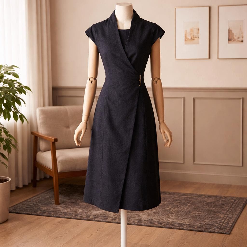 Women's Calvin Klein Sleeveless Side Buckle Wrap Gray Dress Classy Dressy Dress Size 14, Elegant Elevated Luxurious Designer Romantic Chic - image 4