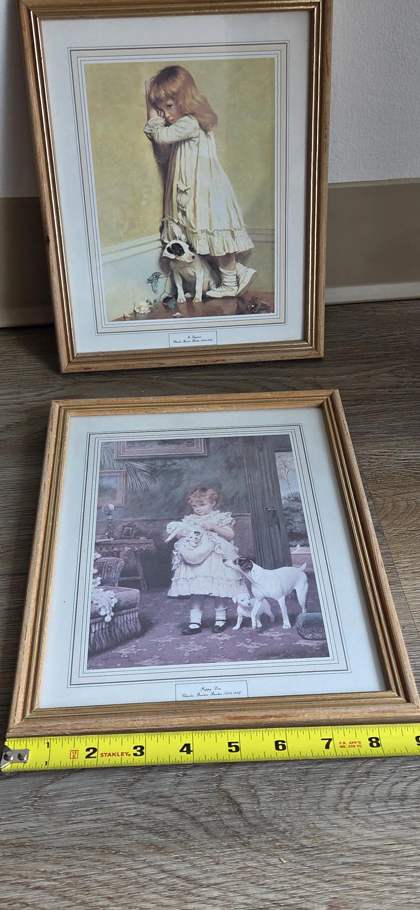 Vintage Framed Prints: "Puppy Love" by Charles Burton Barber, Set of 2 Gallery Wall Decor - image 4