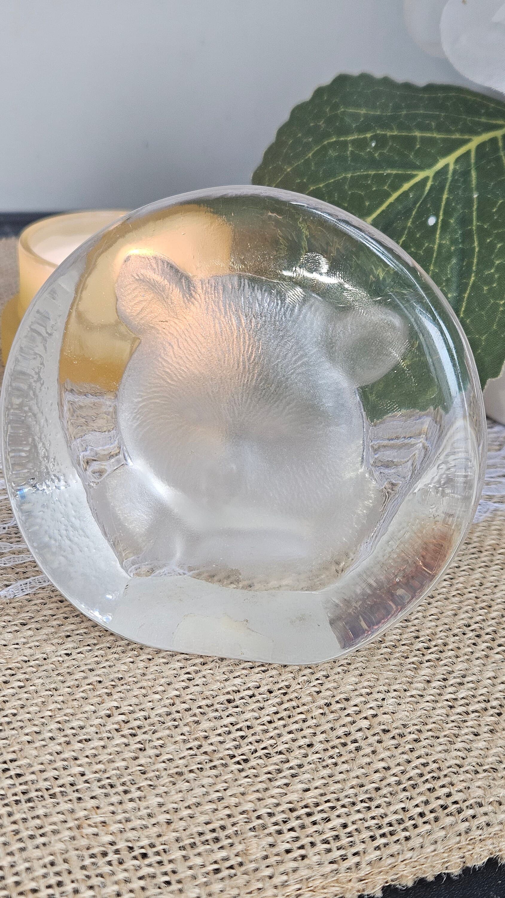 Crystal Sculpture Paperweight Frosted Art Glass of Bears Head, Easter Spiritual Spring, Office Decor, Valentine's Gifts,Retirement, Gift - image 5