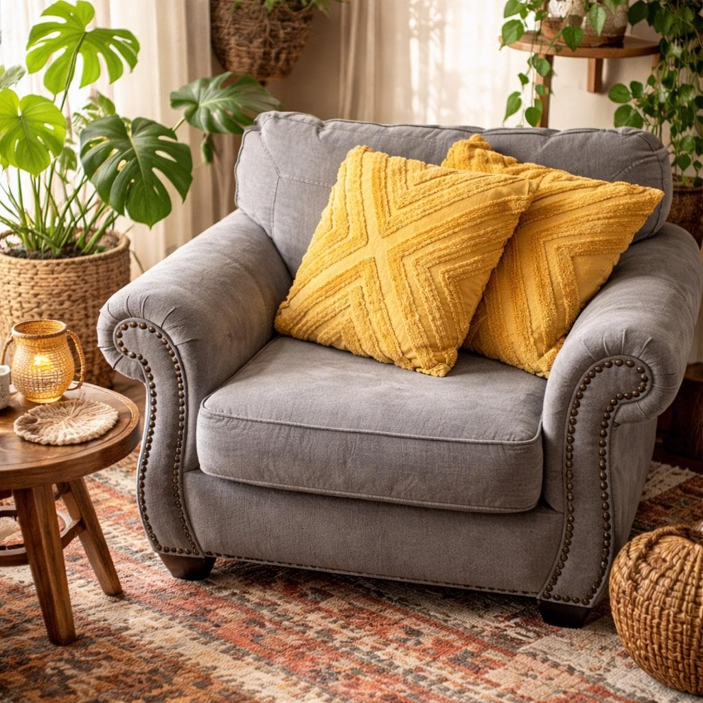 DKNY Throw Covers Boho Mustard Yellow 22"x22" Geometric 100% Cotton Set of 2,  Cottagecore Farmhouse Coastal Beachy Tropical Neutral, Boho - image 2