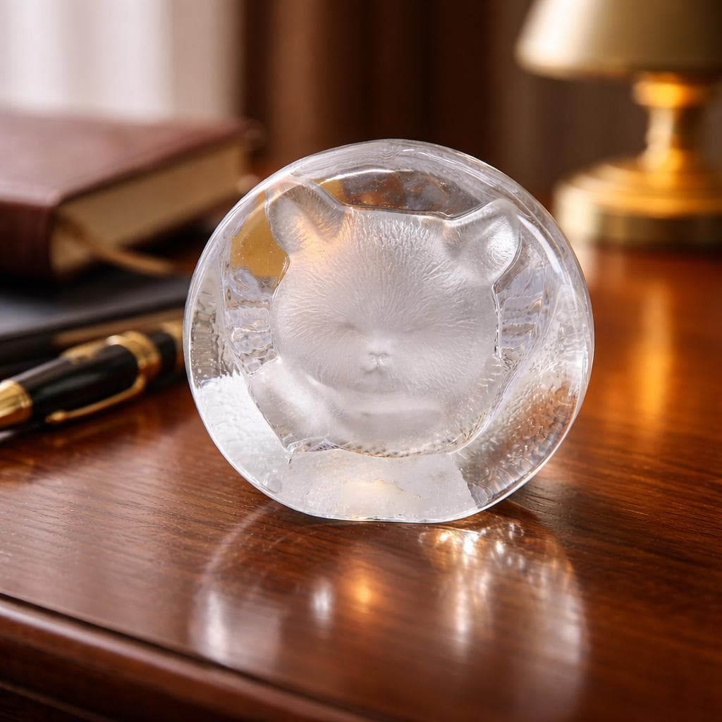 Crystal Sculpture Paperweight Frosted Art Glass of Bears Head, Easter Spiritual Spring, Office Decor, Valentine's Gifts,Retirement, Gift - image 3
