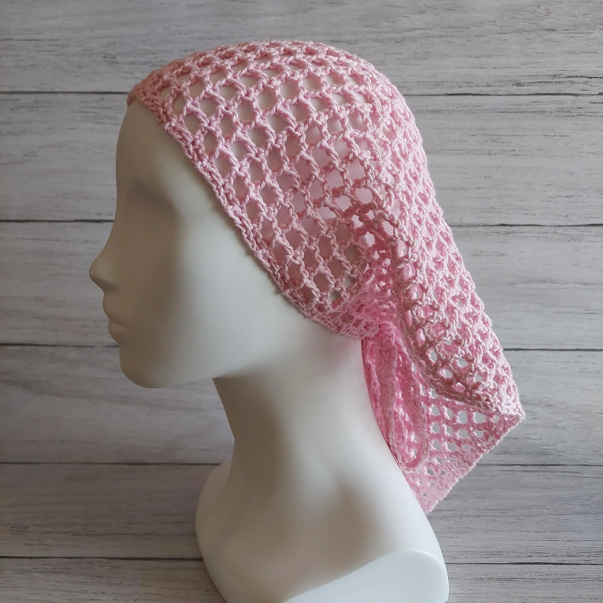 FILET CROCHET PATTERN: Mesh Lace Hair Covering Head Kerchief Scarf