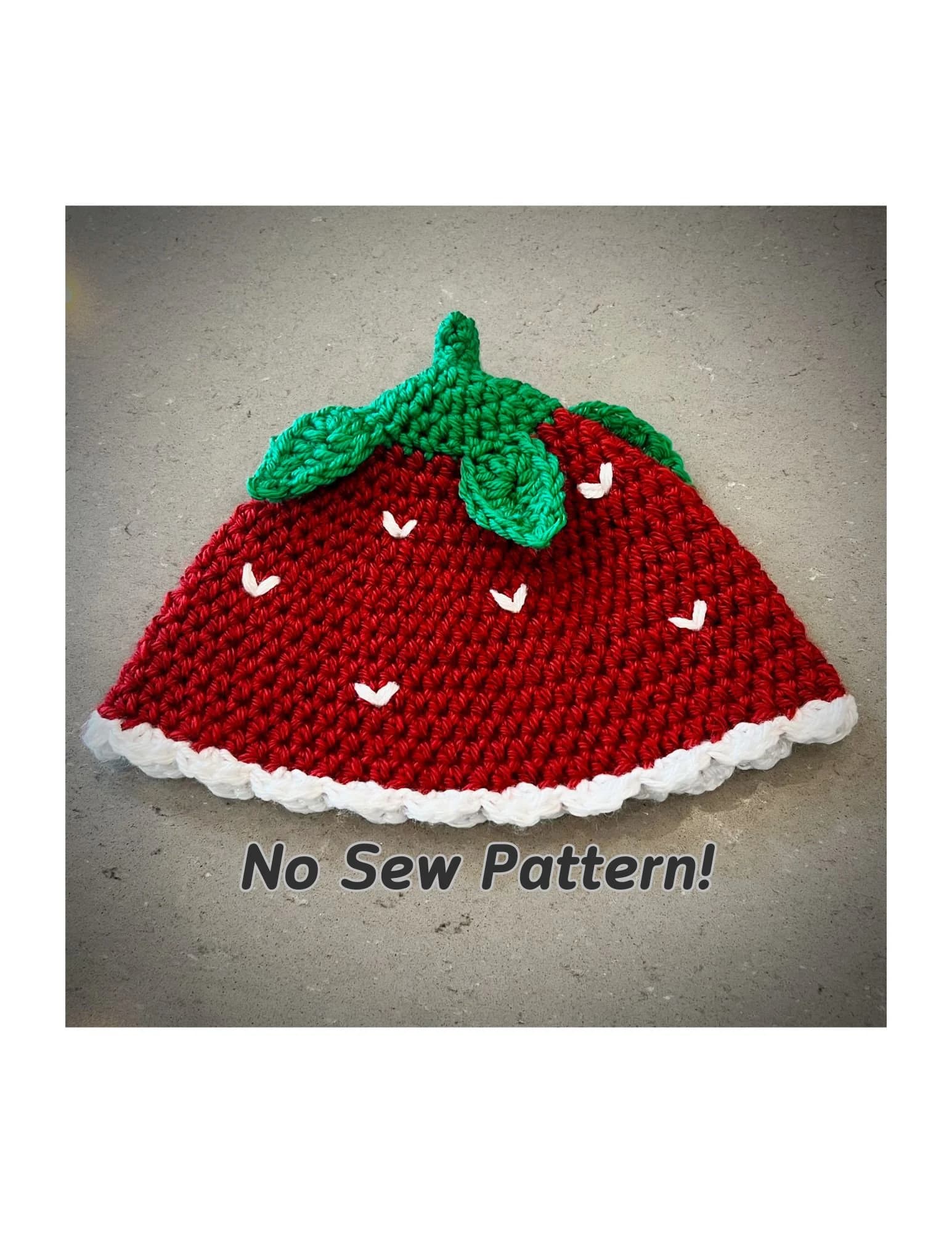 Crochet Pattern (No Sew!) - Strawberry Love Hat