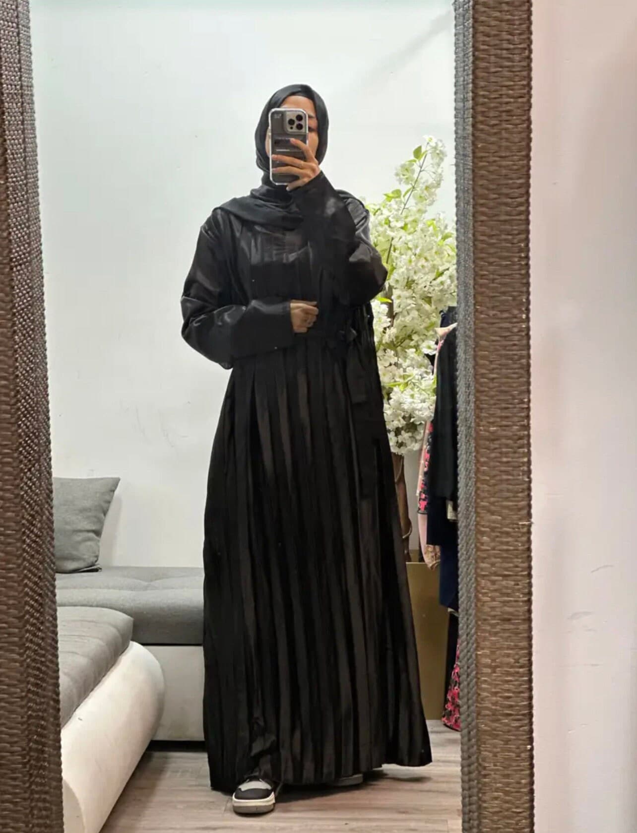 Pleated satin maxi dress - image 4