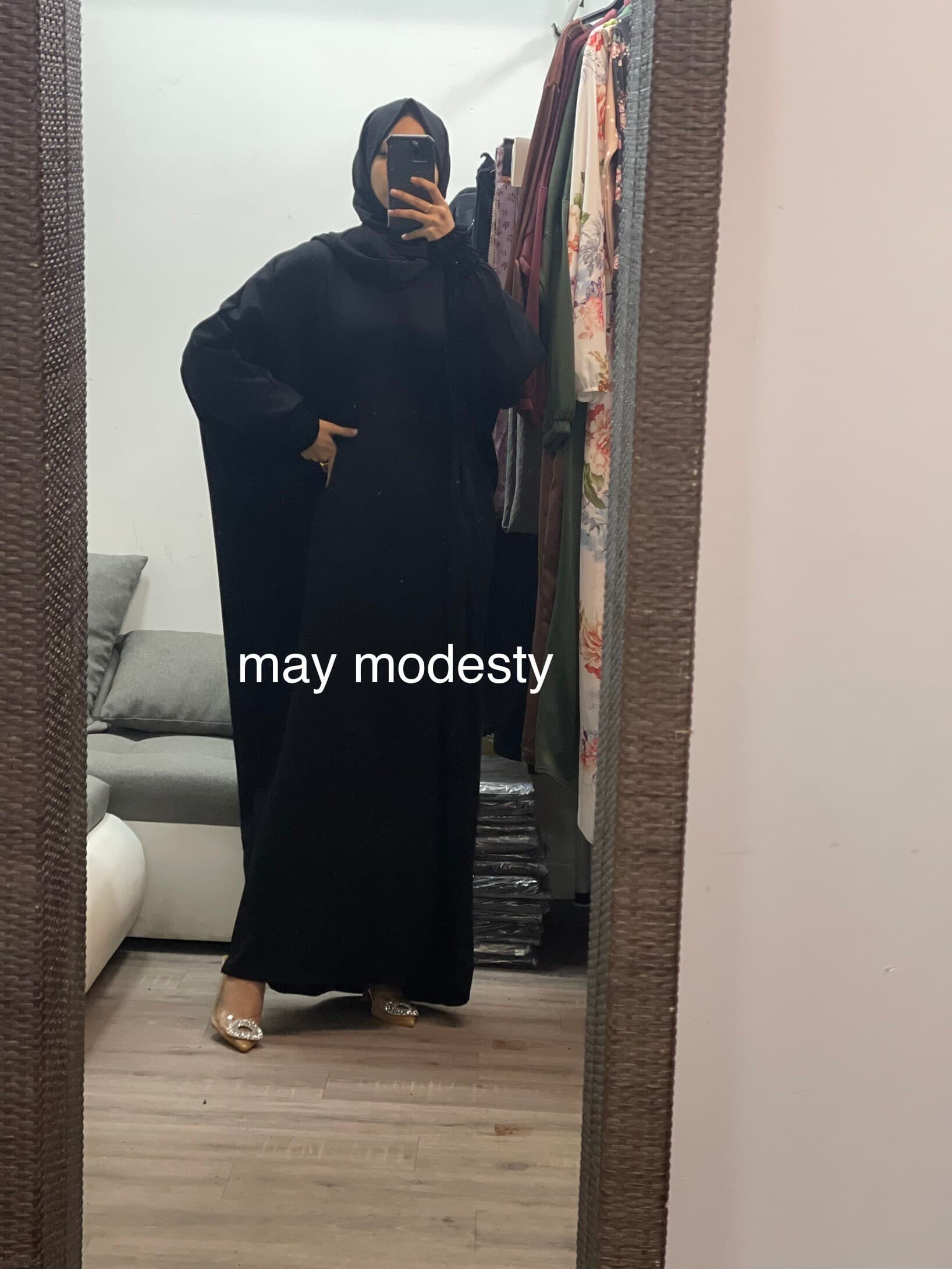 batwing crepe abaya with sherring sleeves uk8-22 - image 4