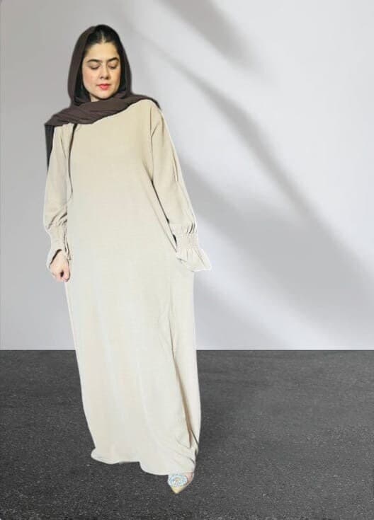 Crepe Abaya with Shearing Sleeves and Pockets - image 5