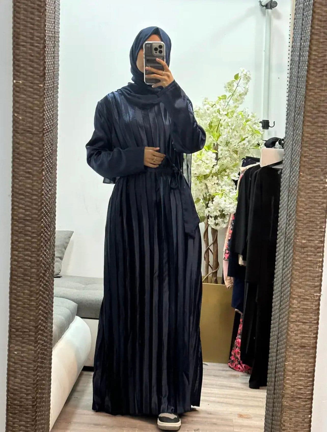 Pleated satin maxi dress