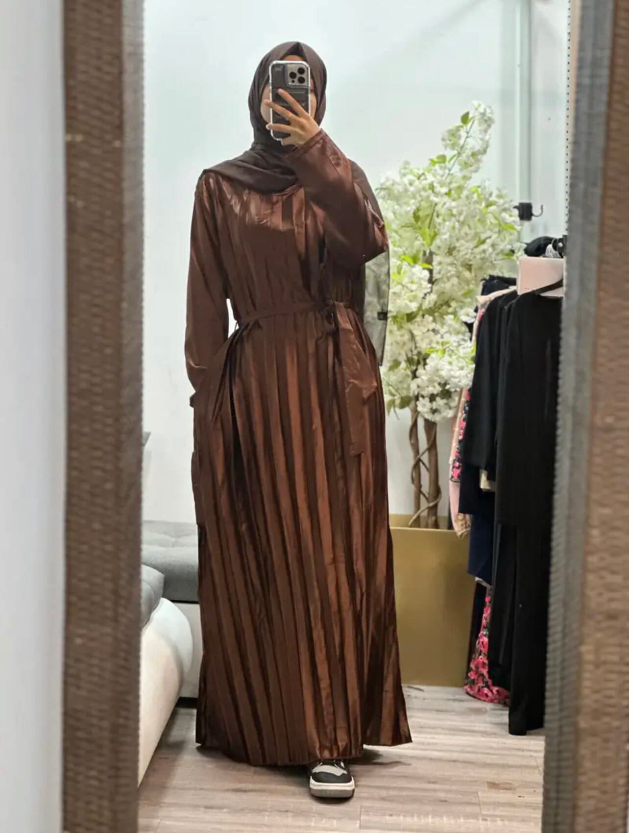 Pleated satin maxi dress - image 3