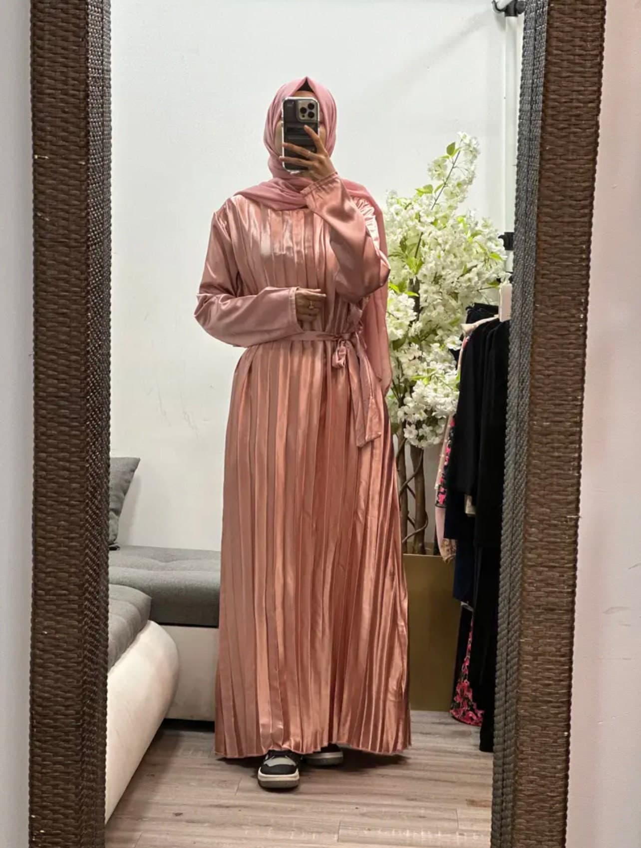Pleated satin maxi dress - image 5