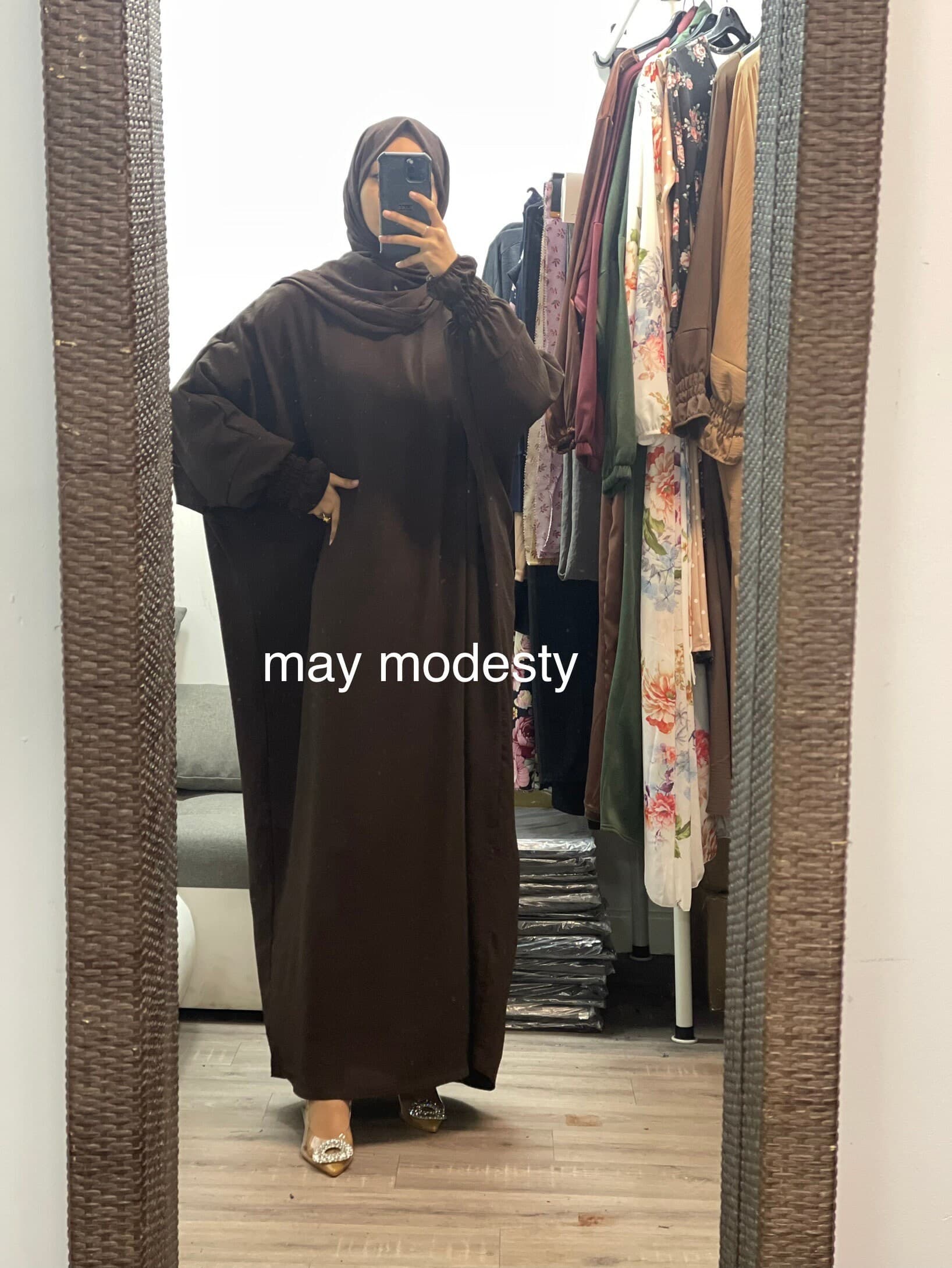 batwing crepe abaya with sherring sleeves uk8-22 - image 5
