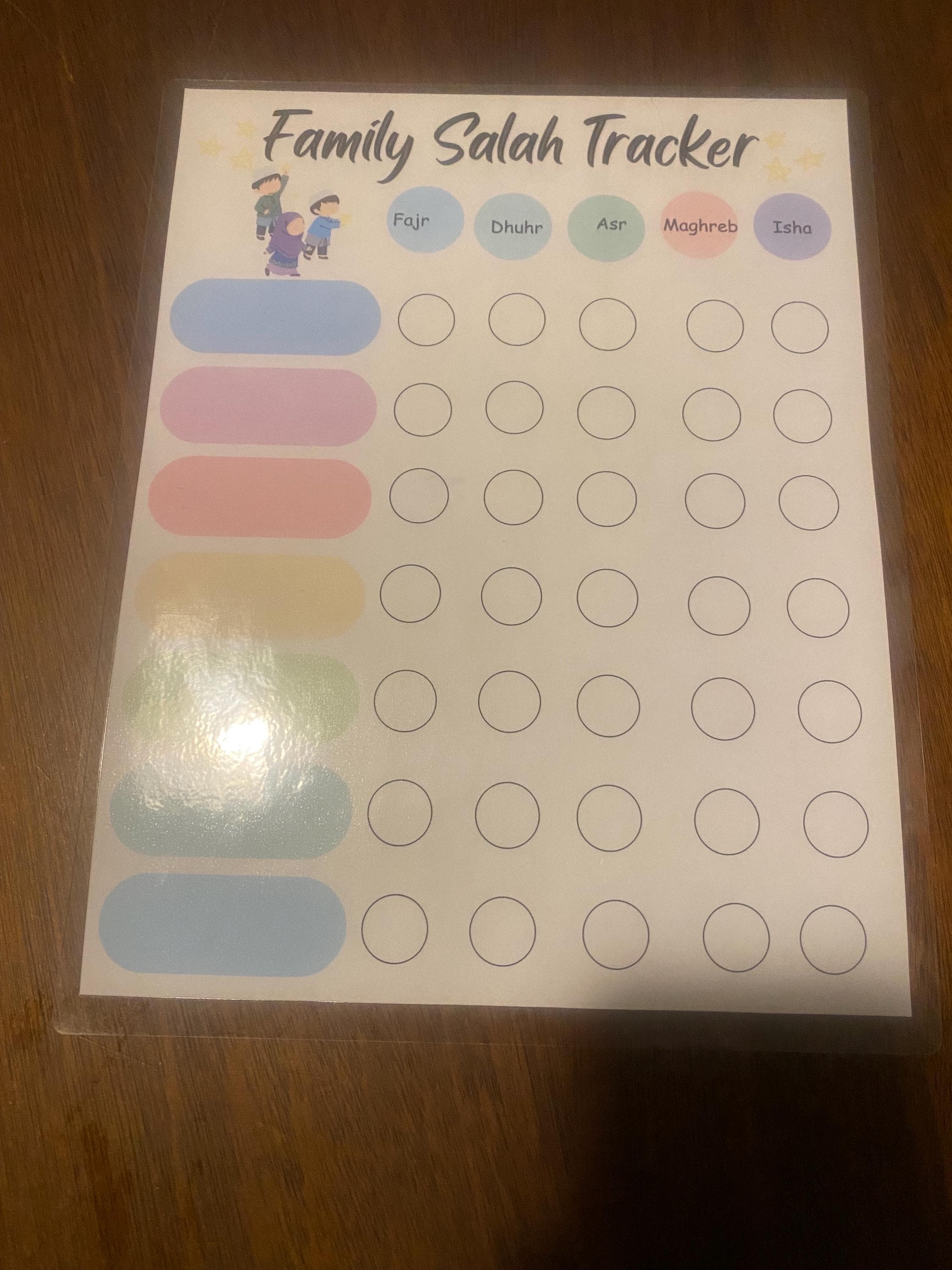 Family Salah Tracker Muslim Family Prayer tracker Family Salah Chart Muslim Family Prayer Chart